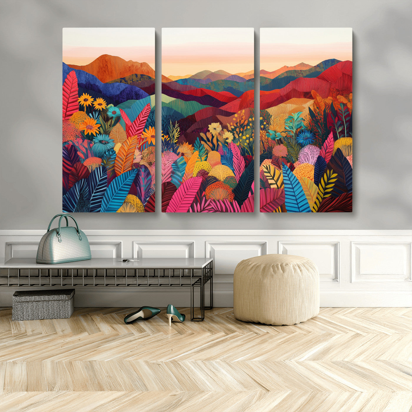 MGV-CV-48X32-3P - YAYOI KUSAMA Abstract Print - Landscape Canvas Wall Art Print - Vibrant Modern Decor for Living