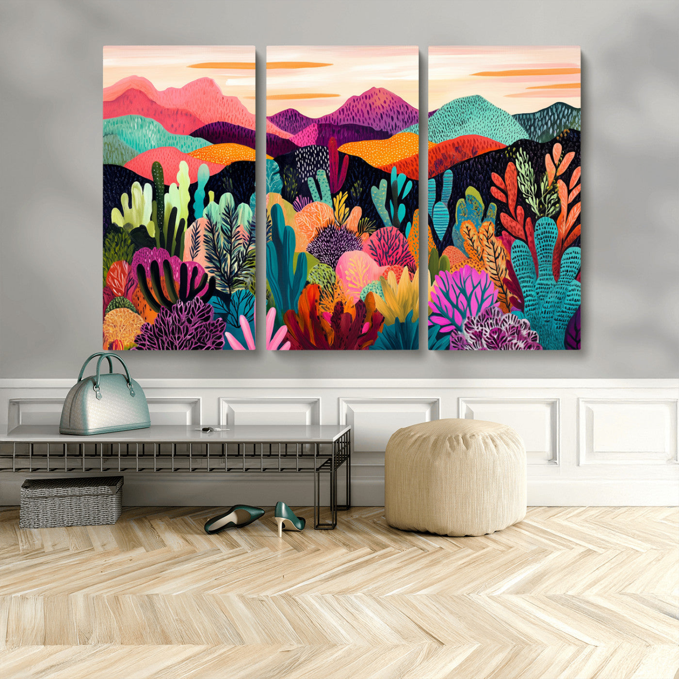 MGV-CV-48X32-3P - Abstract Kusama Print - Landscape Canvas Wall Art Print - Vibrant Modern Decor for Living Room,