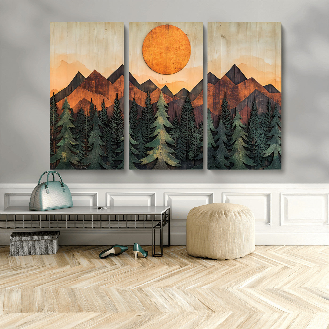 MGV-CV-48X32-3P - Sunset Mountain Landscape Canvas Wall Art Print - Nature Decor for Living Room, Office