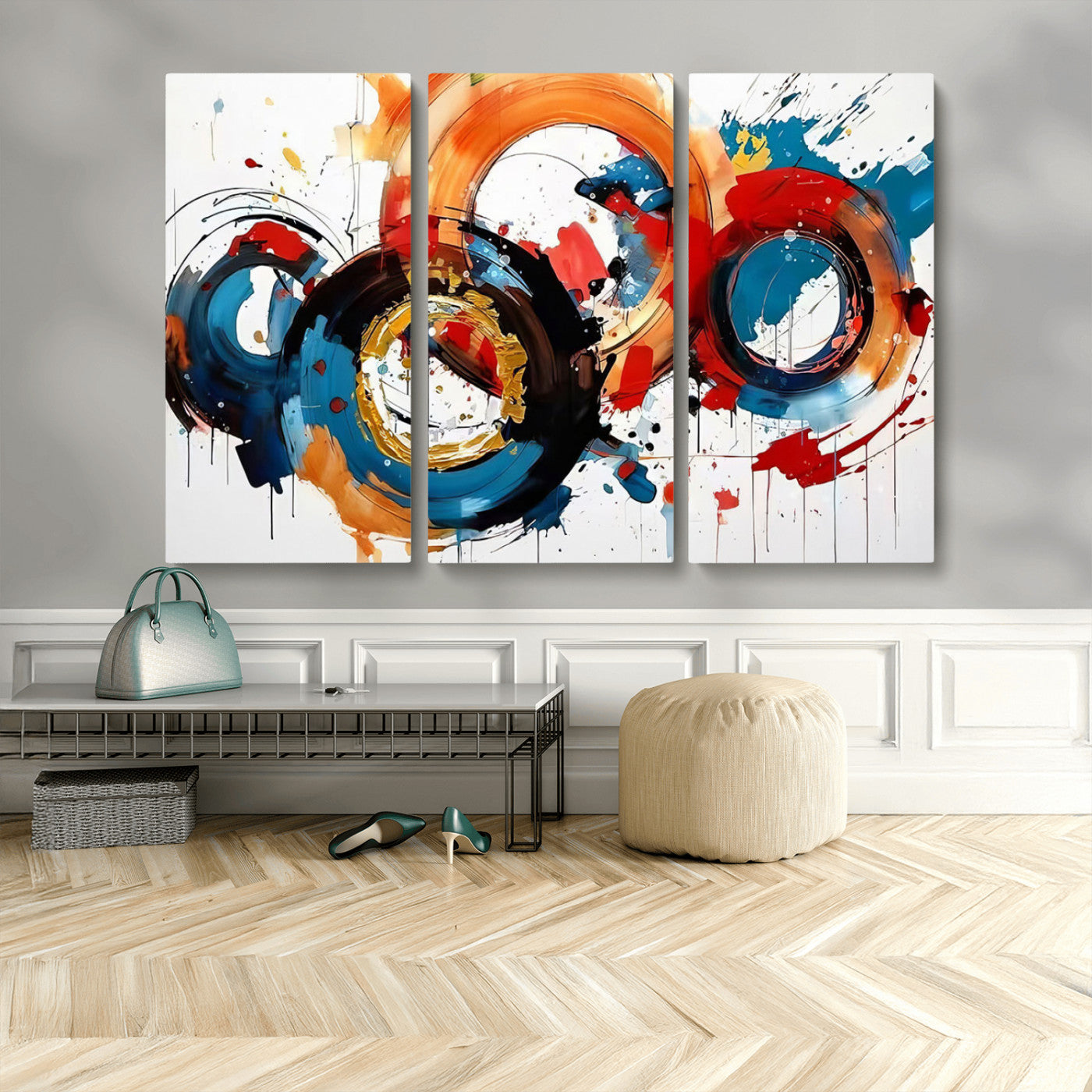 MGV-CV-48X32-3P - Abstract Wall Art, Rings Wall Art Canvas Print