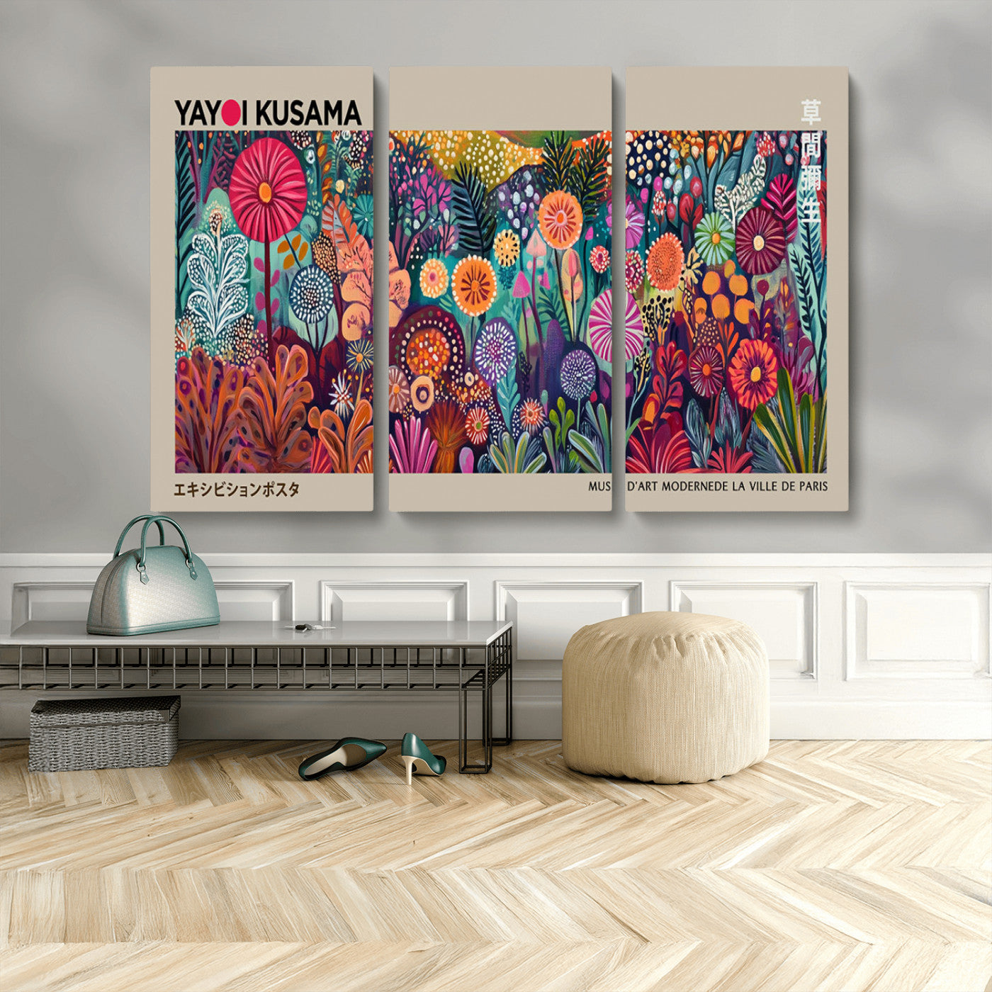 MGV-CV-48X32-3P - Yayoi Kusama Wall Art Canvas Print, Abstract Art, Large Yayoi Kusama Framed Wall Art Print, Japanese