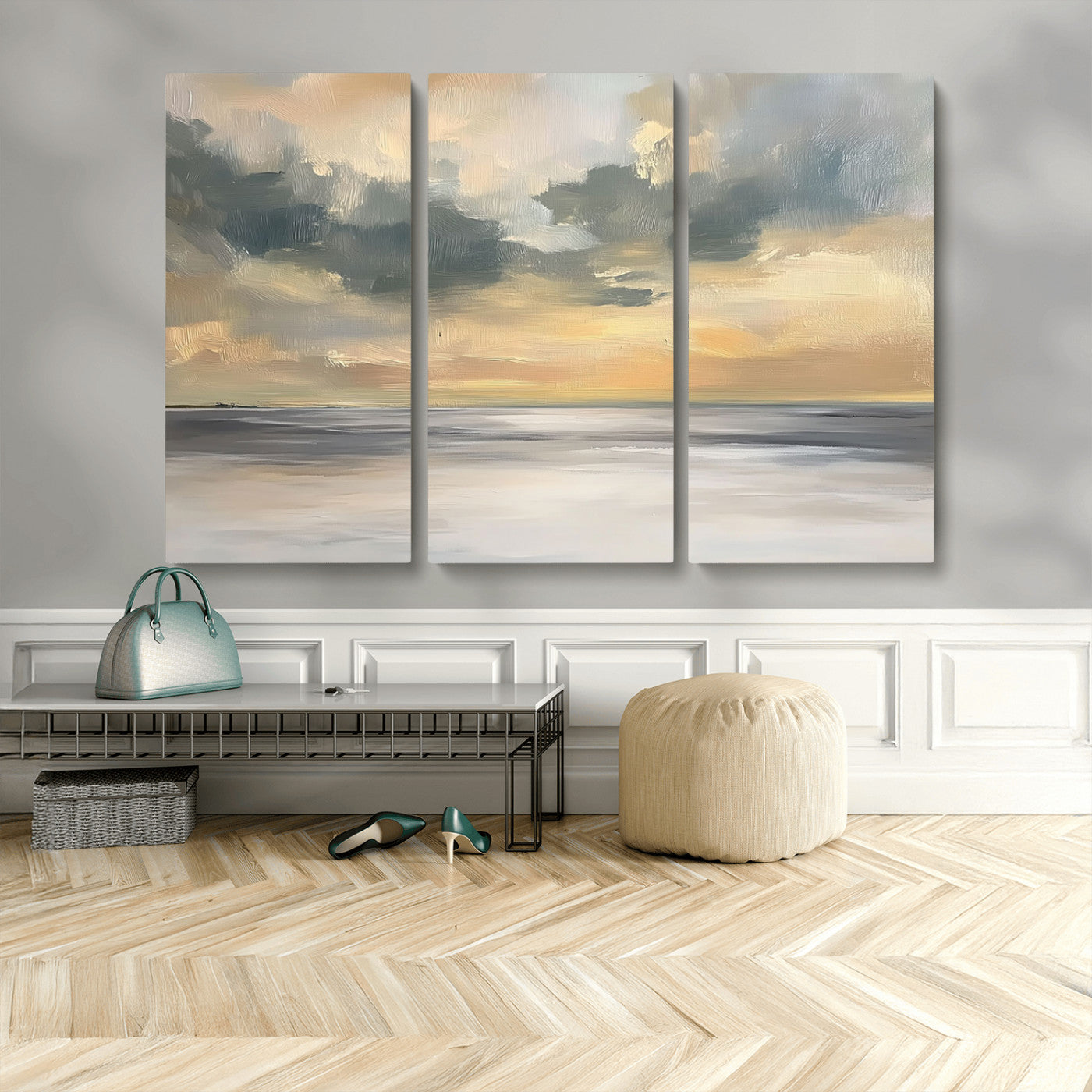 MGV-CV-48X32-3P - Modern Coastal Artwork with Vibrant Abstract Ocean Waves Wall Art Canvas Print for Contemporary
