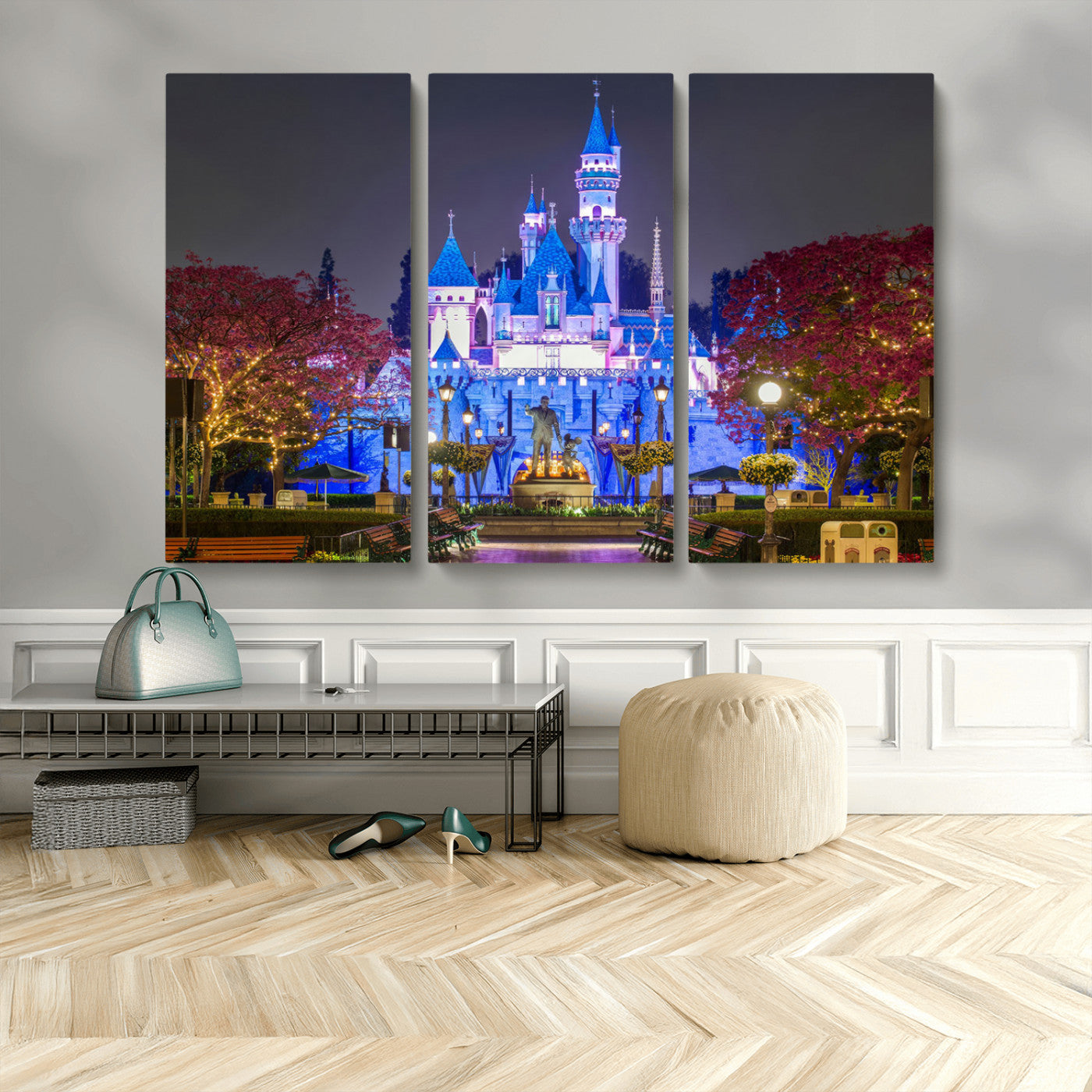 66710-MGV-CV-48X32-3P-Large Disney Castle Wall Art Canvas Print - Magic Kingdom Kids Room Decoration Disney World