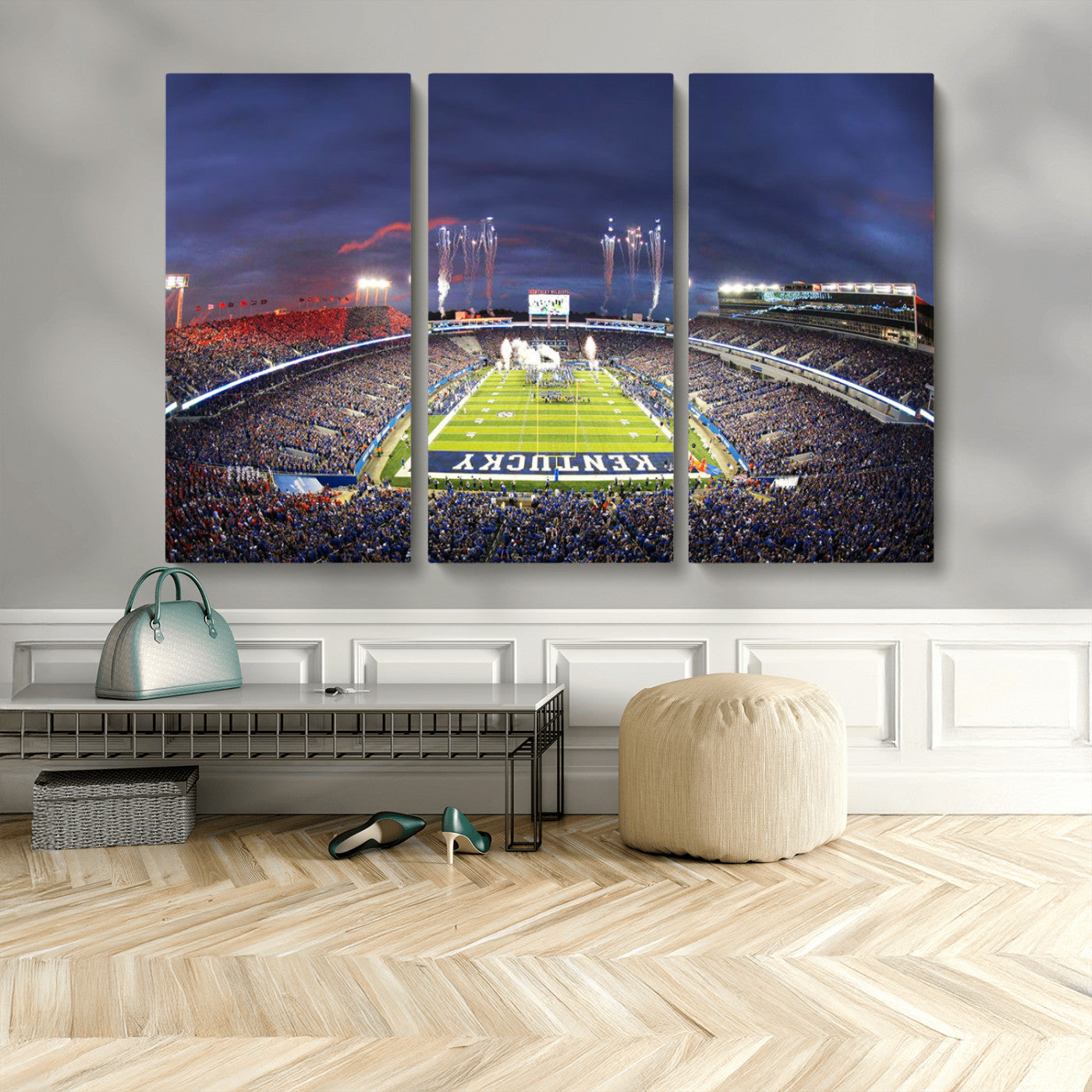 MGV-CV-48X32-3P - Kroger Field Canvas Wall Art - Kentucky Stadium Wall Art Print - Sunset Football Stadium Wall Decor