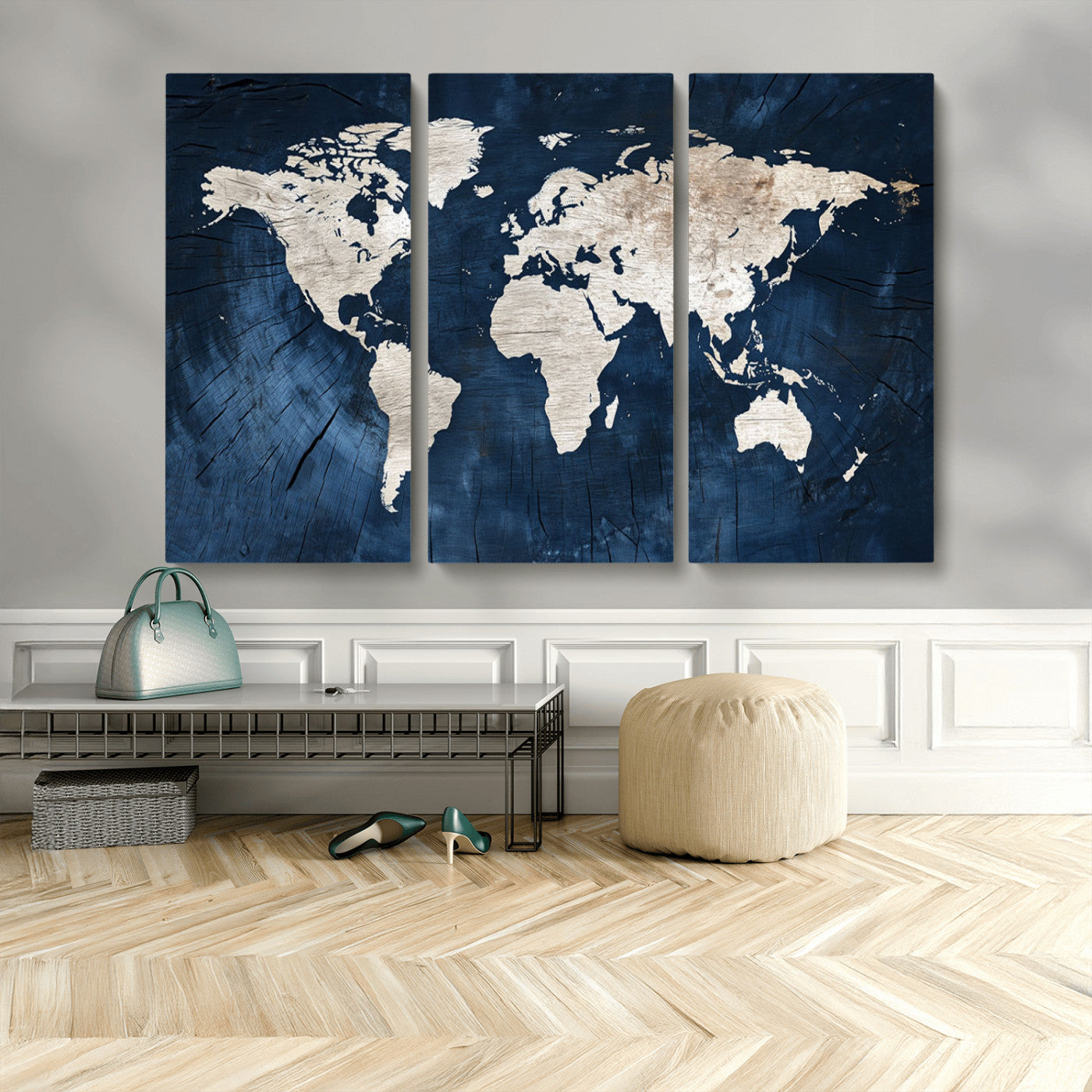 MGV-CV-48X32-3P - Push Pin World Map Canvas Print – Framed Wall Art for Couples to Track Their Travels – Anniversary