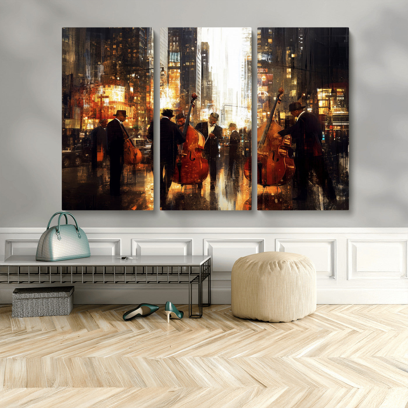 MGV-CV-48X32-3P - Abstract Jazz Art Wall Art Canvas Print - Framed Abstract Music Canvas - Colorful Instrument Poster