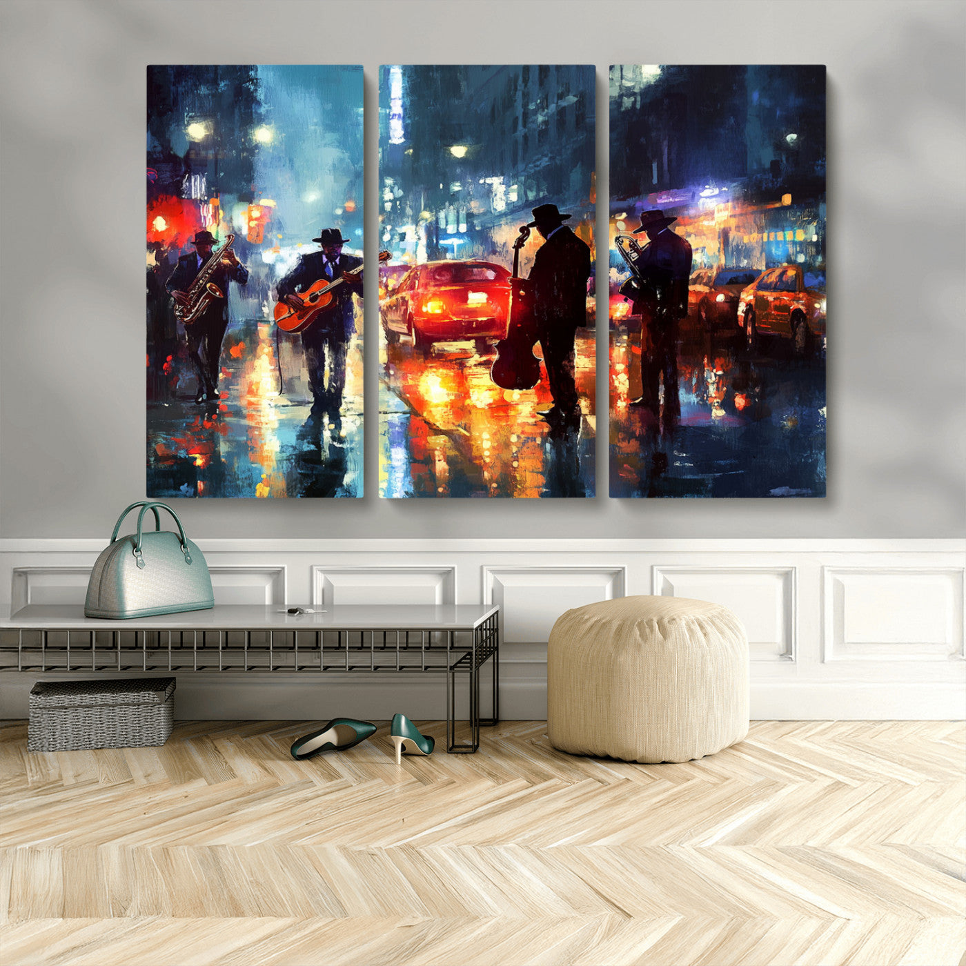 MGV-CV-48X32-3P - African American Jazz Canvas - Abstract Music Wall Art Print - Abstract Jazz Wall Art Framed Prints