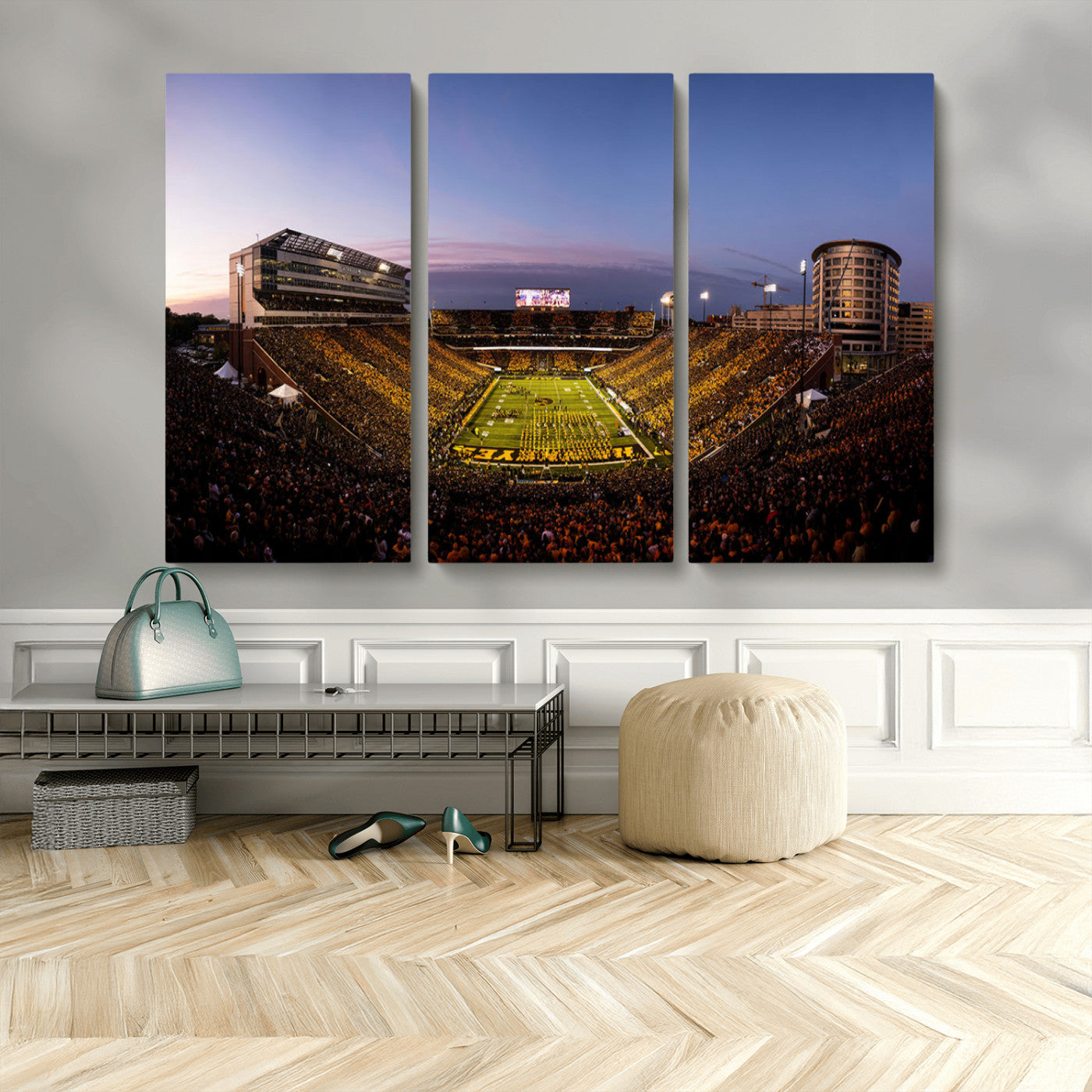 MGV-CV-48X32-3P - Iowa Hawkeyes Kinnick Stadium Wall Art Canvas Print, Framed Iowa Hawkeyes Kinnick Stadium Canvas