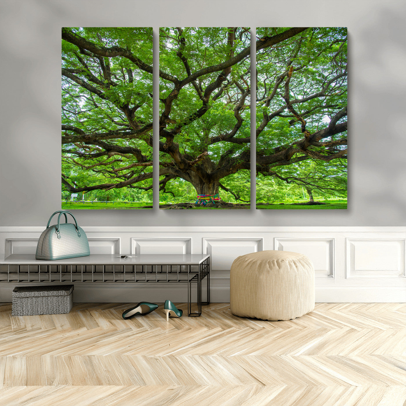 MGV-CV-48X32-3P - Oak Tree Wall Art Print, Forest Canvas Wall Art for Home and Office, Framed Angel Oak Tree Canvas