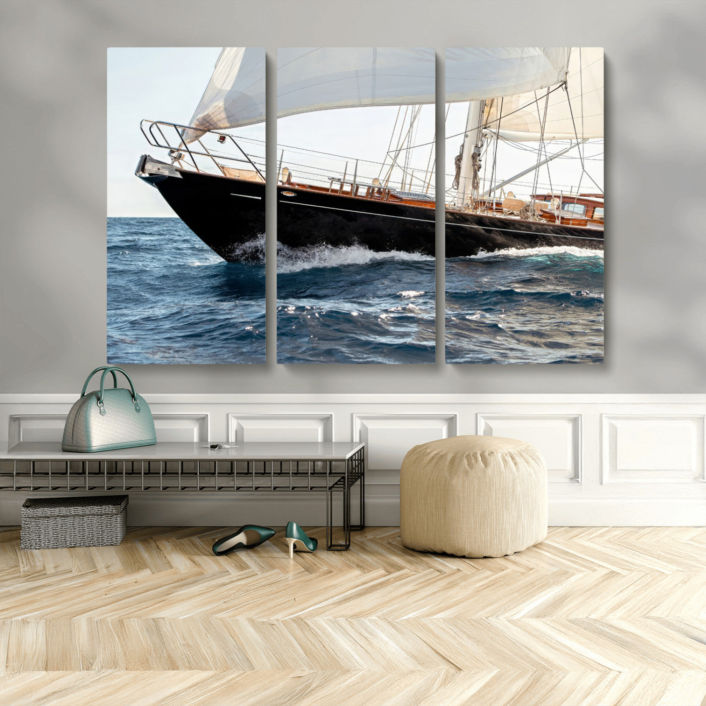 97168626-MGV-CV-36X24 - Boat Yacht Wall Art – Ocean Waves & Sailing Adventure Canvas Print, Nautical Elegance & Marine Journey for Living Room or Luxury Decor