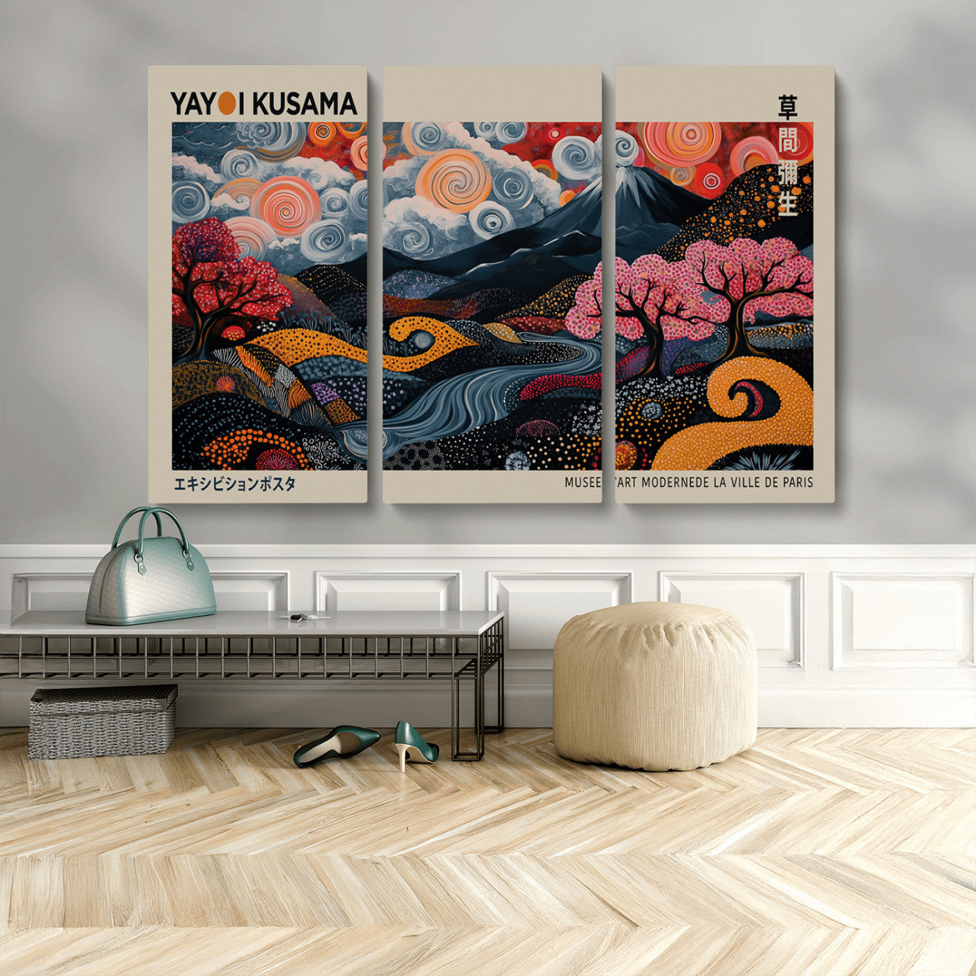 MGV-CV-48X32-3P - Modern Japanese Wall Art Print Yayoi Kusama Canvas