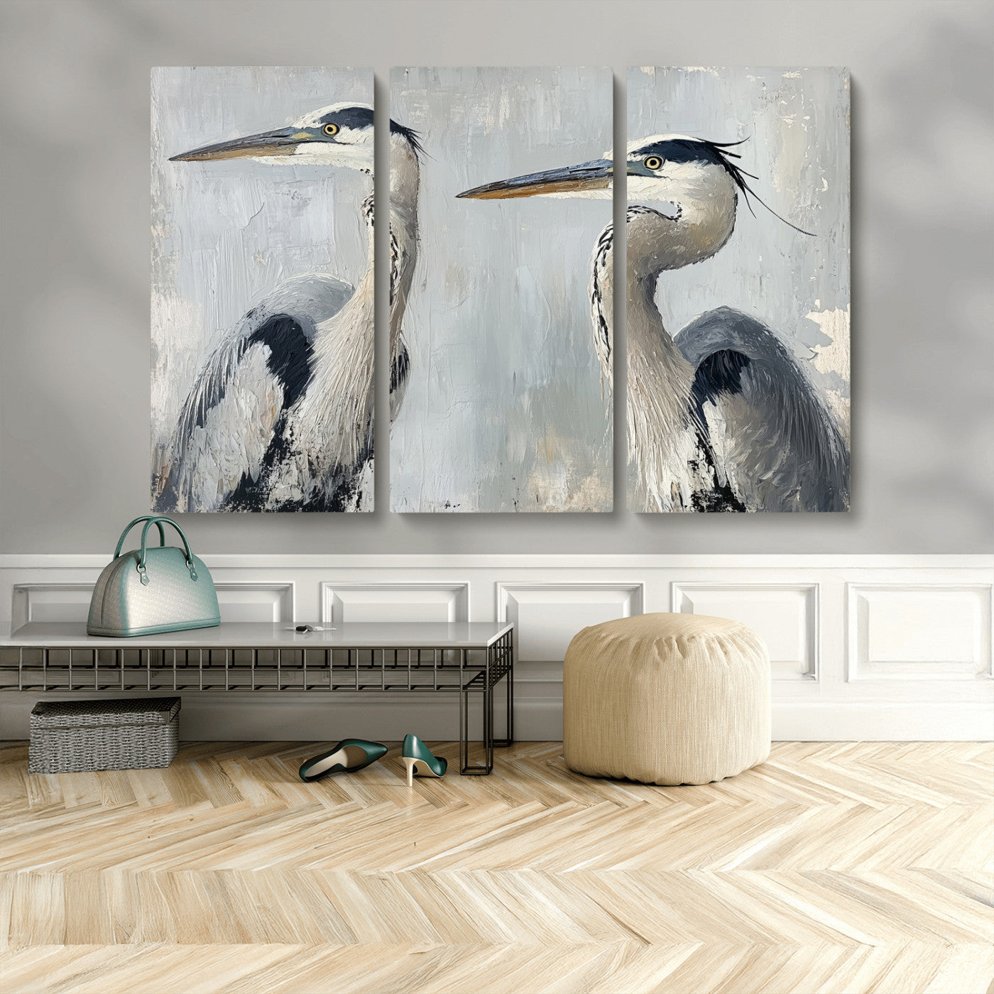 MGV-CV-48X32-3P - Bird Canvas Decor Wall Art Canvas Print, Framed Coastal Bird Pair Art Picture Print, Minimalist Wildlife Wall Perfect Coastal Minimalist Decor Artwork