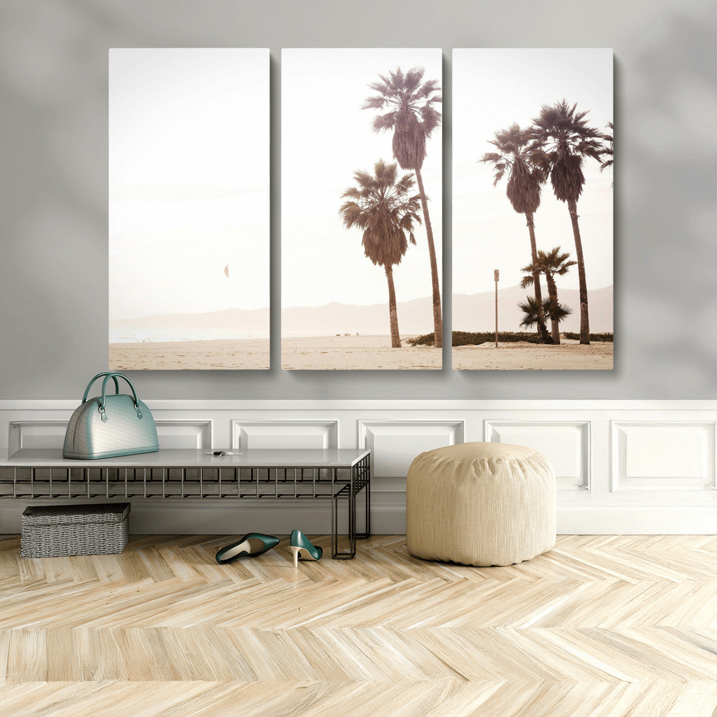 MGV-CV-48X32-3P - Coastal Light Wall Art Canvas Print, Framed Relaxing Shoreline Art Picture Print, Minimalist Ocean Perfect Tropical Serenity Decor Artwork