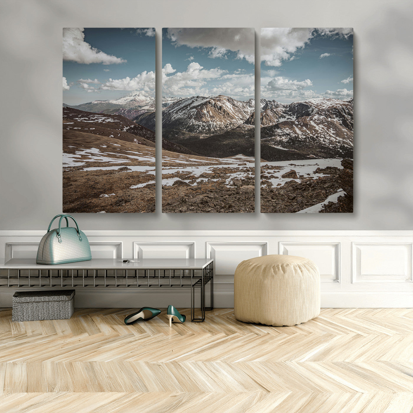 MGV-CV-48X32-3P - Mountain Landscape Wall Art Canvas Print, Framed Snowy Peaks Art Picture Print, Rugged Highlands Perfect Rustic Adventure Decor Artwork