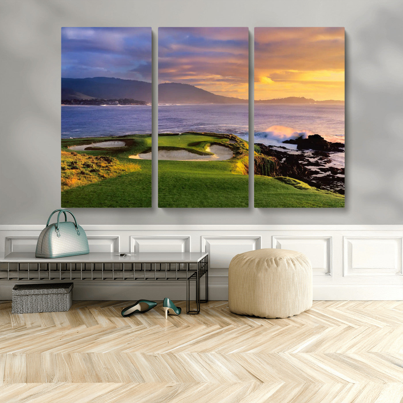 73699248-MGV-CV-36X24-Pebble Beach Golf Links Wall Art Canvas Print – Iconic Coastal Golf Course Artwork, Perfect for Office, Man Cave, or Golf Lover’s Decor