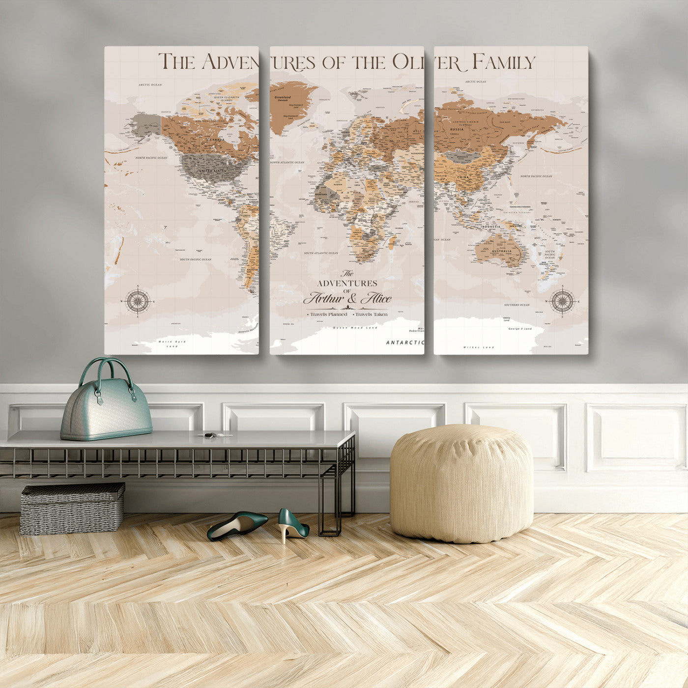 MGV-CV-48X32-3P - World Travel Map with Pins – Push Pin Maps of Where I've Been, Framed Wall Map for Travel Memories,
