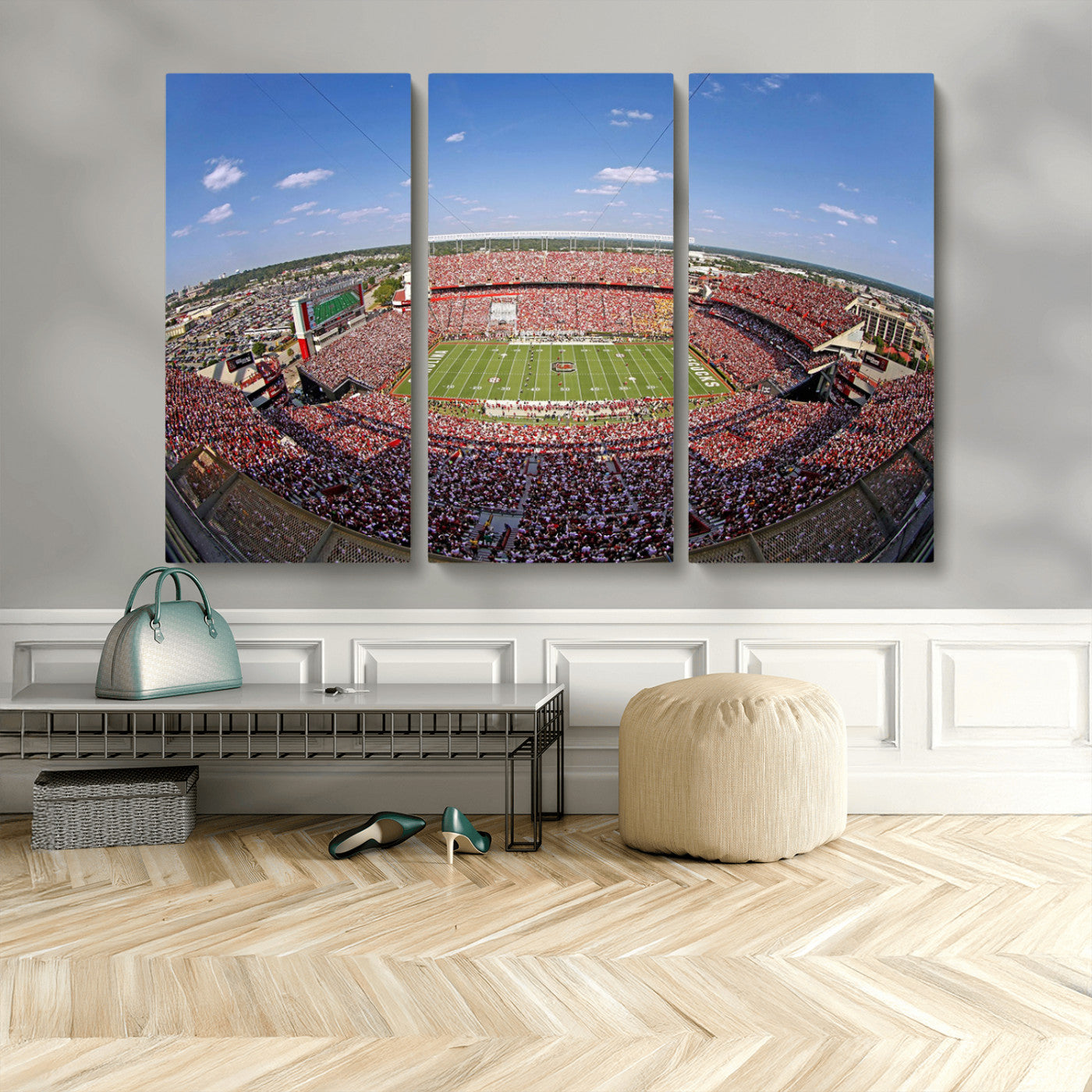 29492070-MGV-CV-48X32-3P - William Brice Stadium Wall Art Canvas Print – Stadium Crowd Sports Field Outdoor Event Football Game Artwork for Home Office