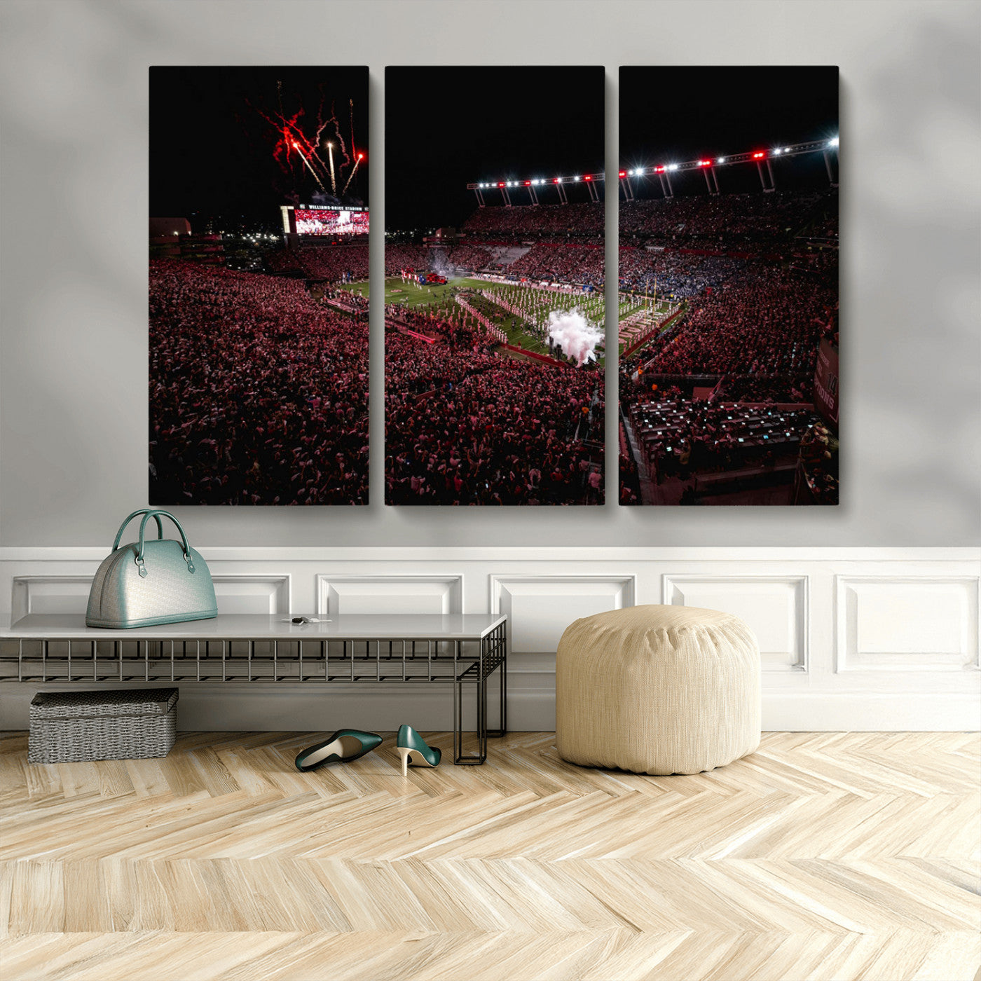 60690191-MGV-CV-48X32-3P - William Brice Stadium Wall Art Print – Baseball Game Room Artwork Print for Basement Dorm, Home, Office