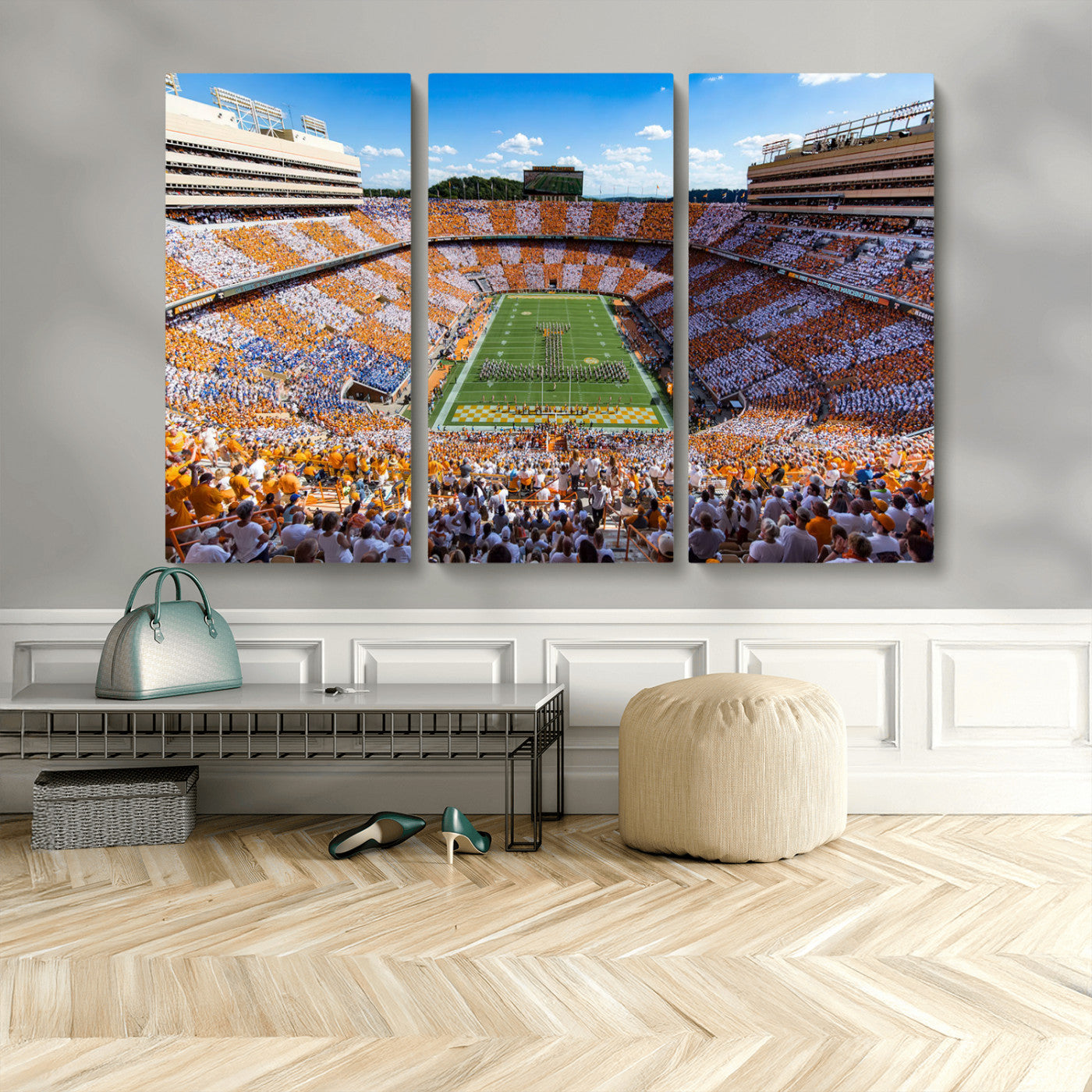 77097951-MGV-CV-48X32-3P - Tennessee Neyland Stadium Wall Art, Sports Arena Canvas Print, Panoramic Stadium Canvas Artwork for Home, Office