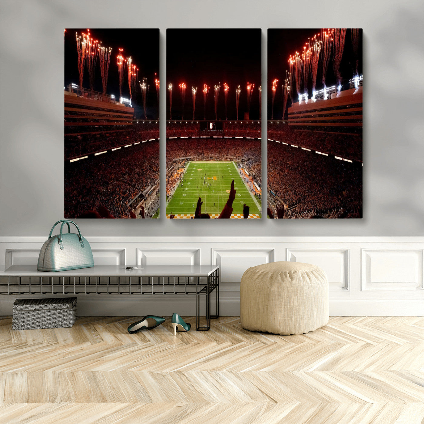 73358115-MGV-CV-48X32-3P - Tennessee Neyland Stadium Wall Art, Sports Arena Canvas Print, Panoramic Stadium Canvas Artwork for Home, Office