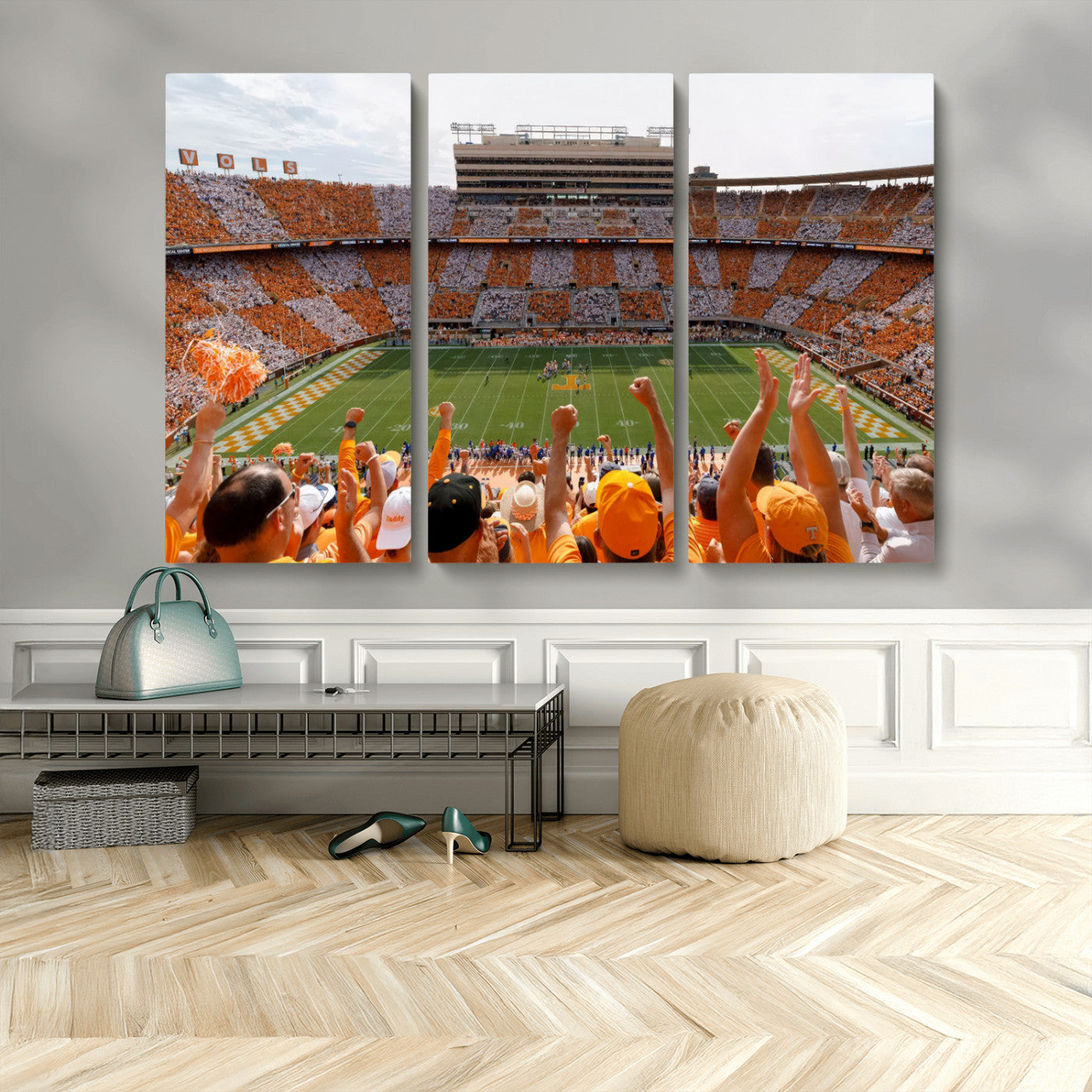 76011417-MGV-CV-48X32-3P - Tennessee Neyland Stadium Wall Art, Sports Arena Canvas Print, Panoramic Stadium Artwork for Home, Office