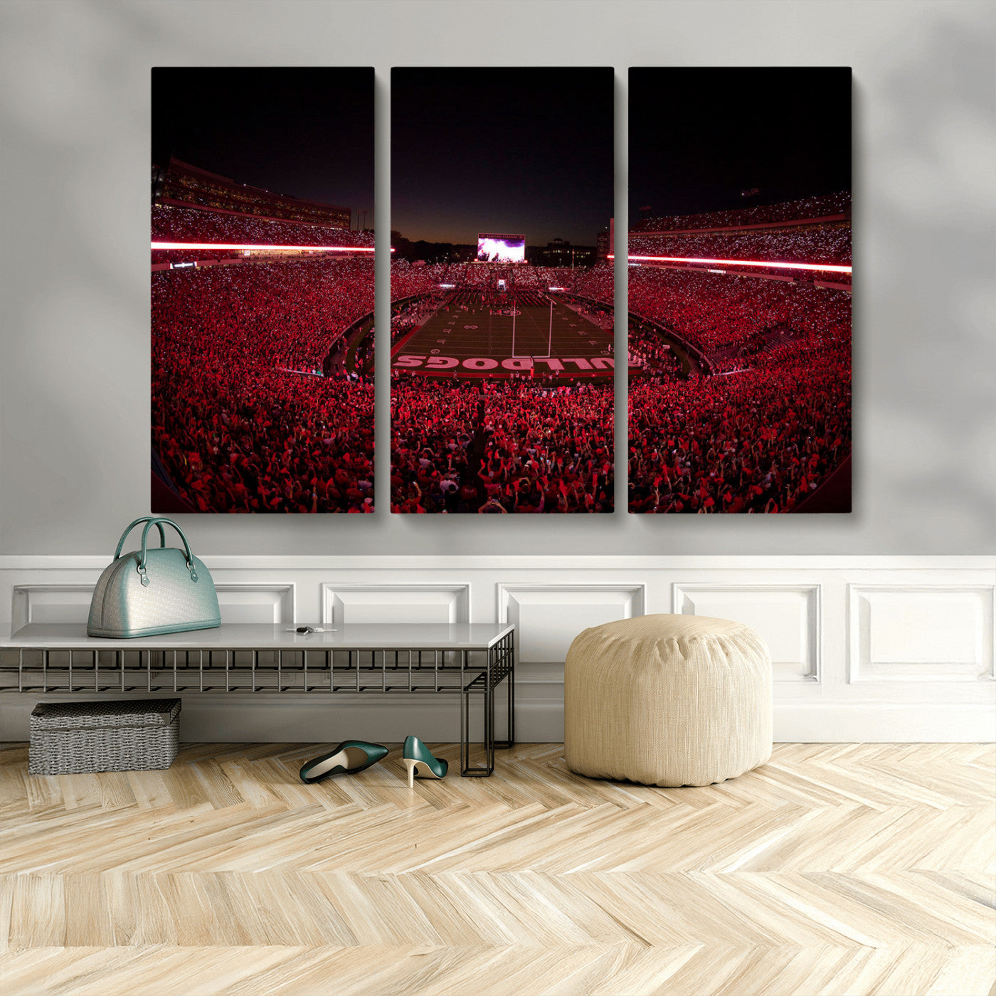 Dooley Stadium Wall Art Print, Sports Arena Canvas Wall Art, Dooley Field at Sanford Stadium Canvas Print, Modern Athletic Field Art Printing