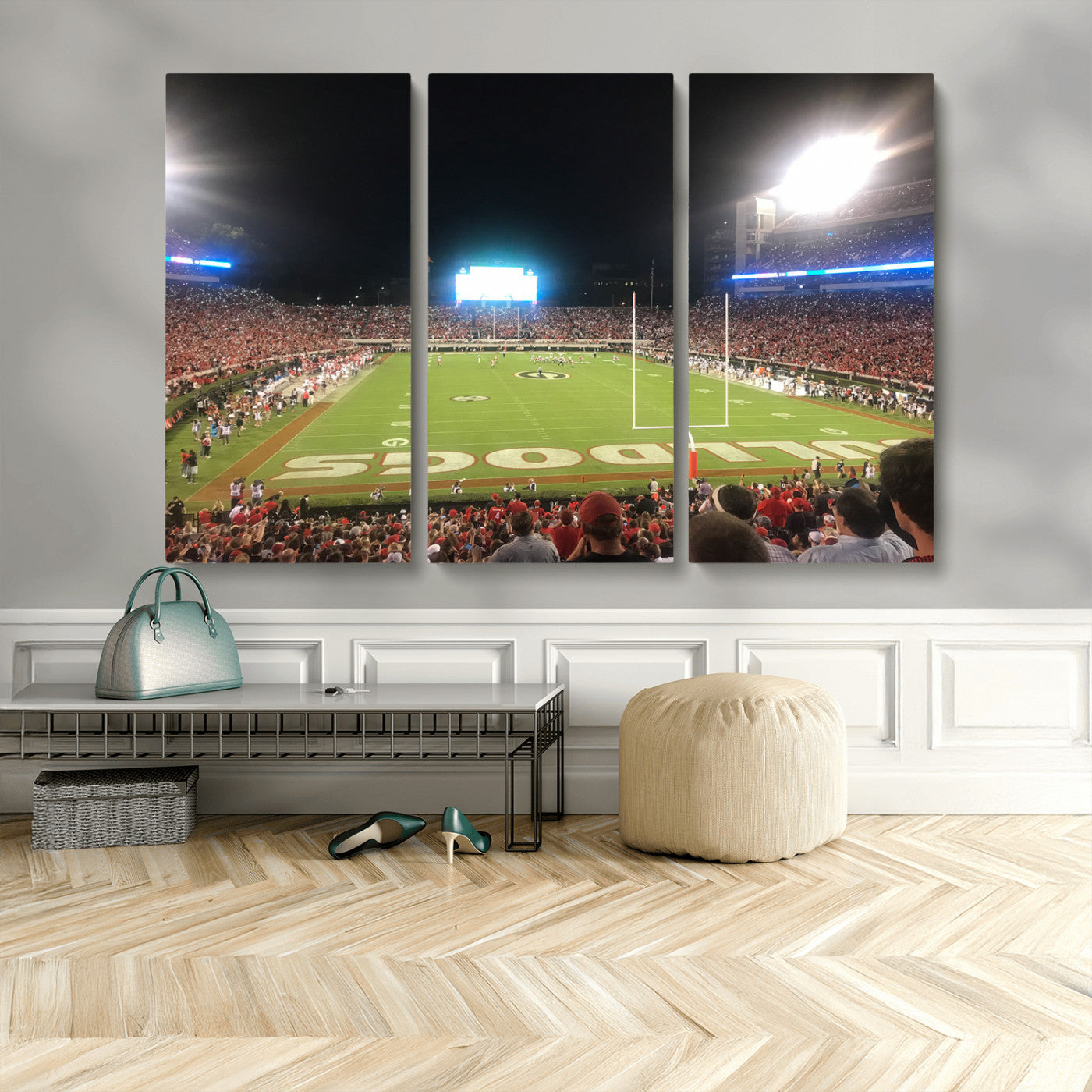 16230786-MGV-CV-48X32-3P - Dooley Stadium Wall Art, Sports Arena Panoramic Canvas Print, Modern Stadium Landscape Artwork for Home, Office