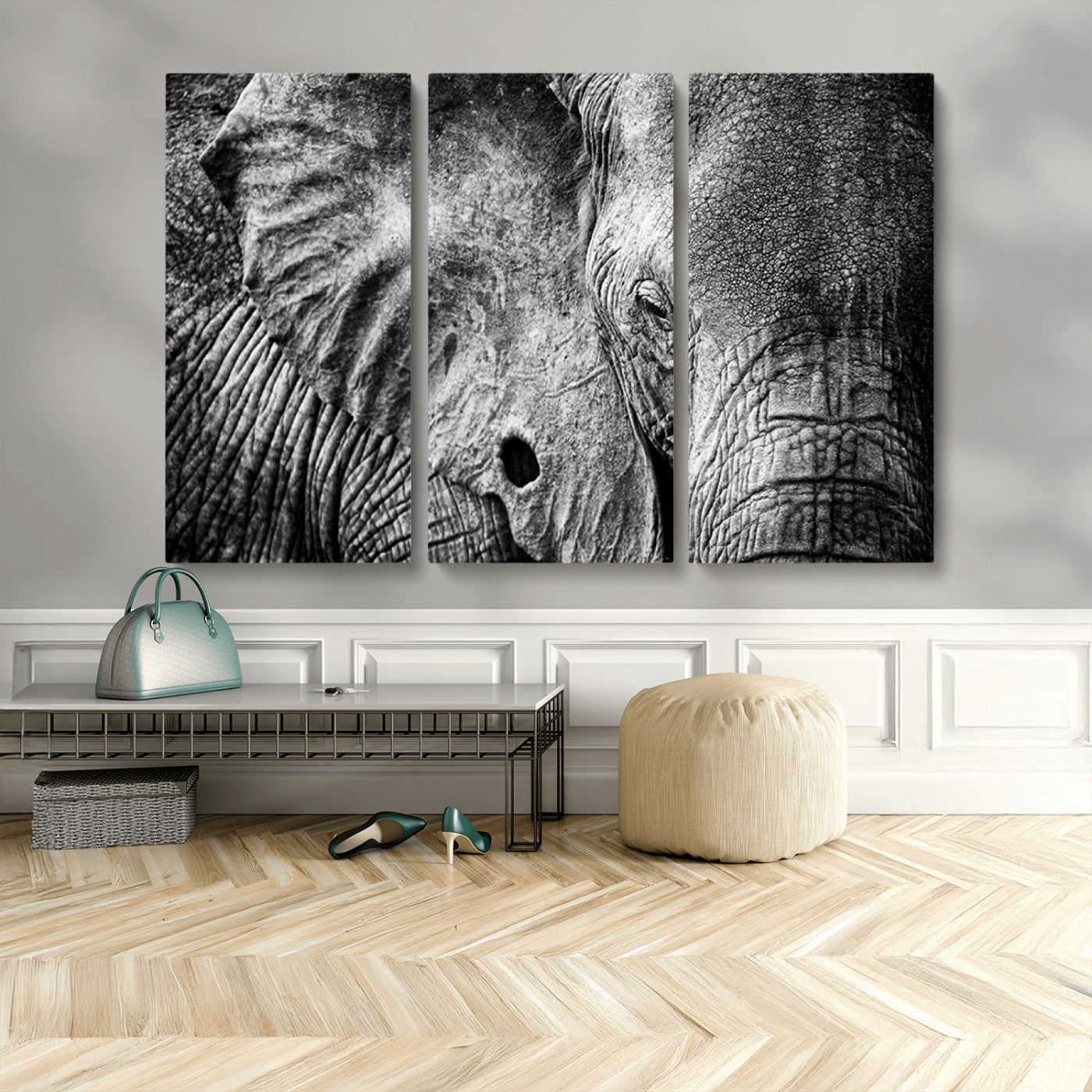 MGV-CV-48X32-3P - Wild Old Elephant Wall Art Canvas Print