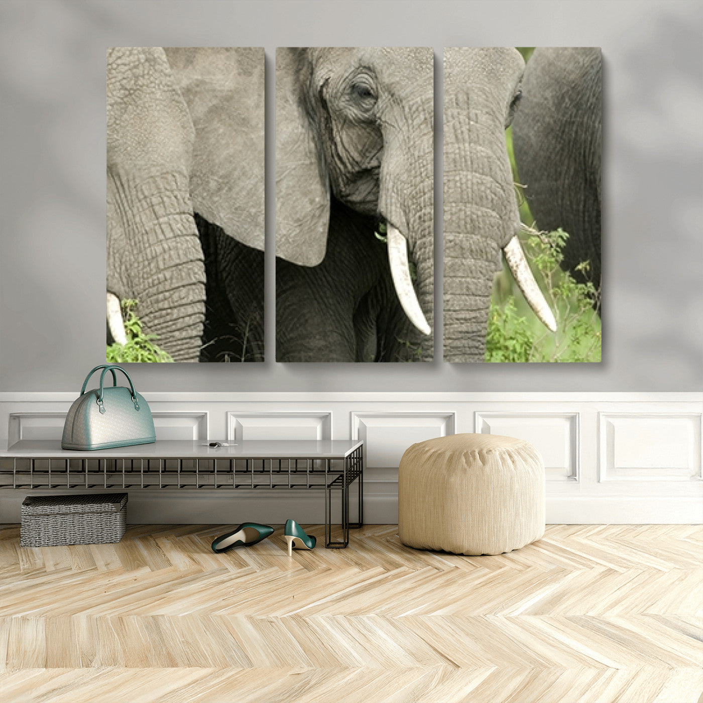 MGV-CV-48X32-3P - Wild Elephant Wall Art Canvas Print