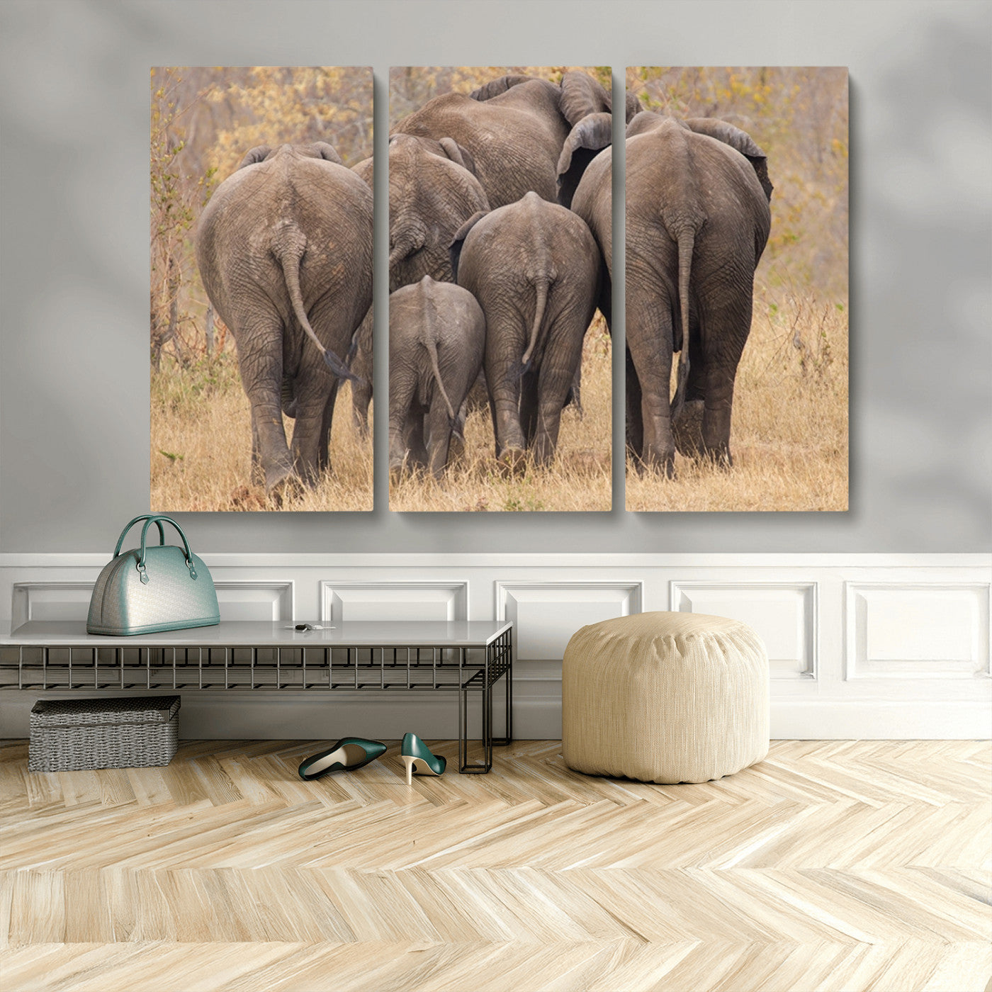 MGV-CV-48X32-3P - Wild Elephant Wall Art Canvas Print