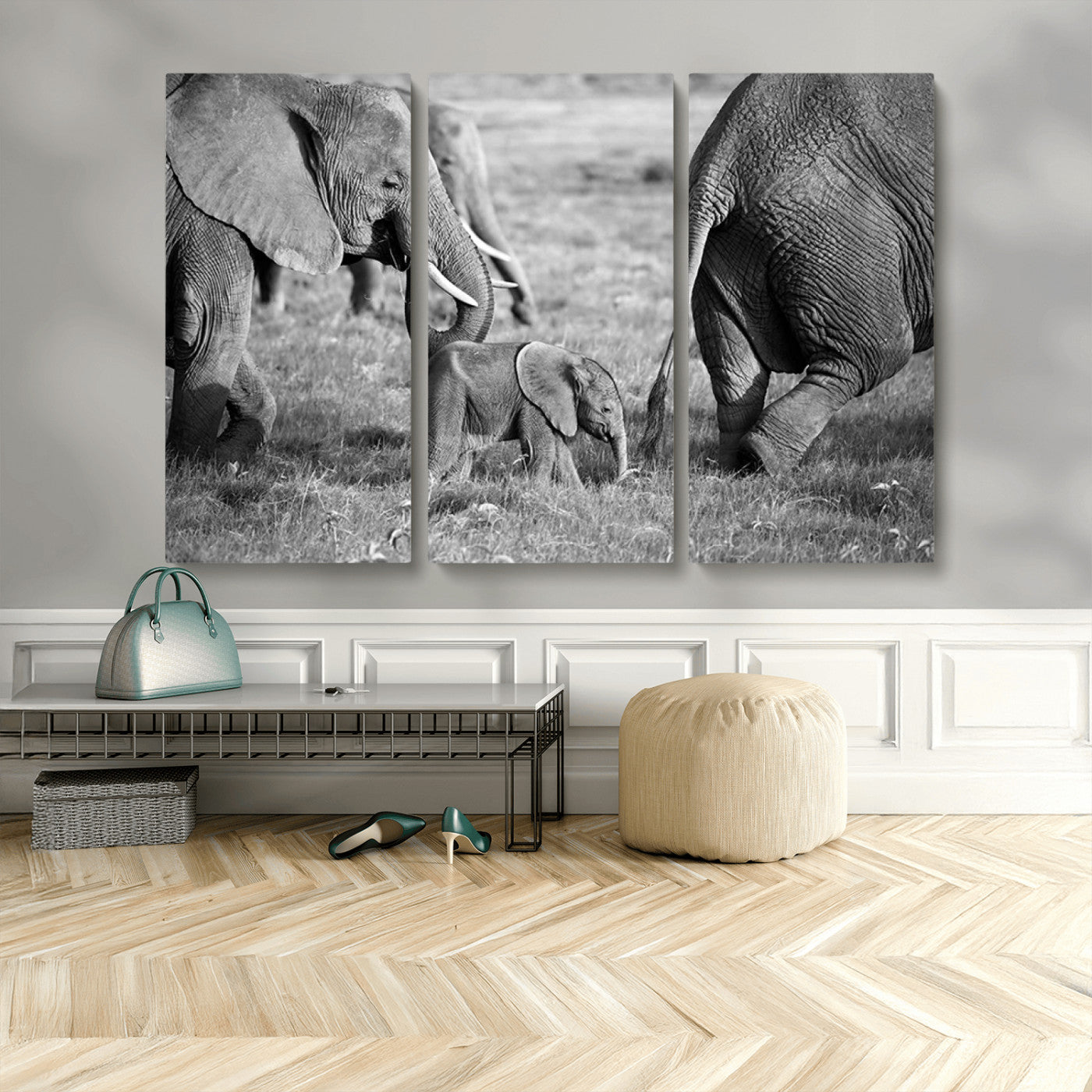 MGV-CV-48X32-3P - Wild Elephant Wall Art Canvas Print