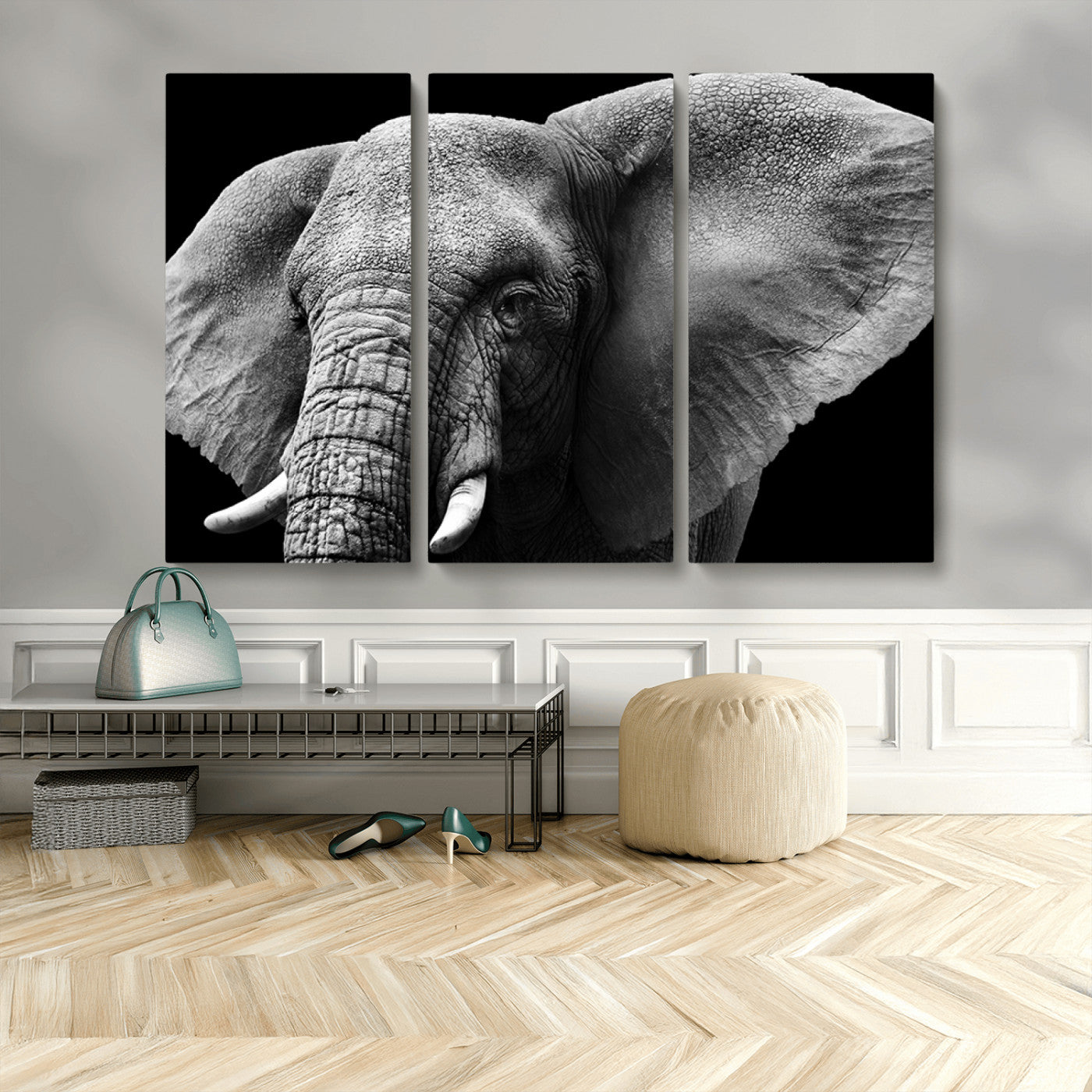 MGV-CV-48X32-3P - Big Elephant Close Up Wall Art Canvas Print