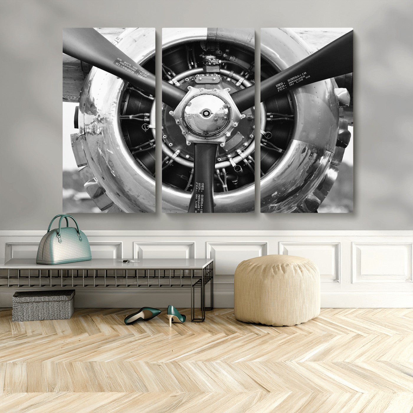 MGV-CV-48X32-3P - Vintage Airplane Wall Art Canvas Print