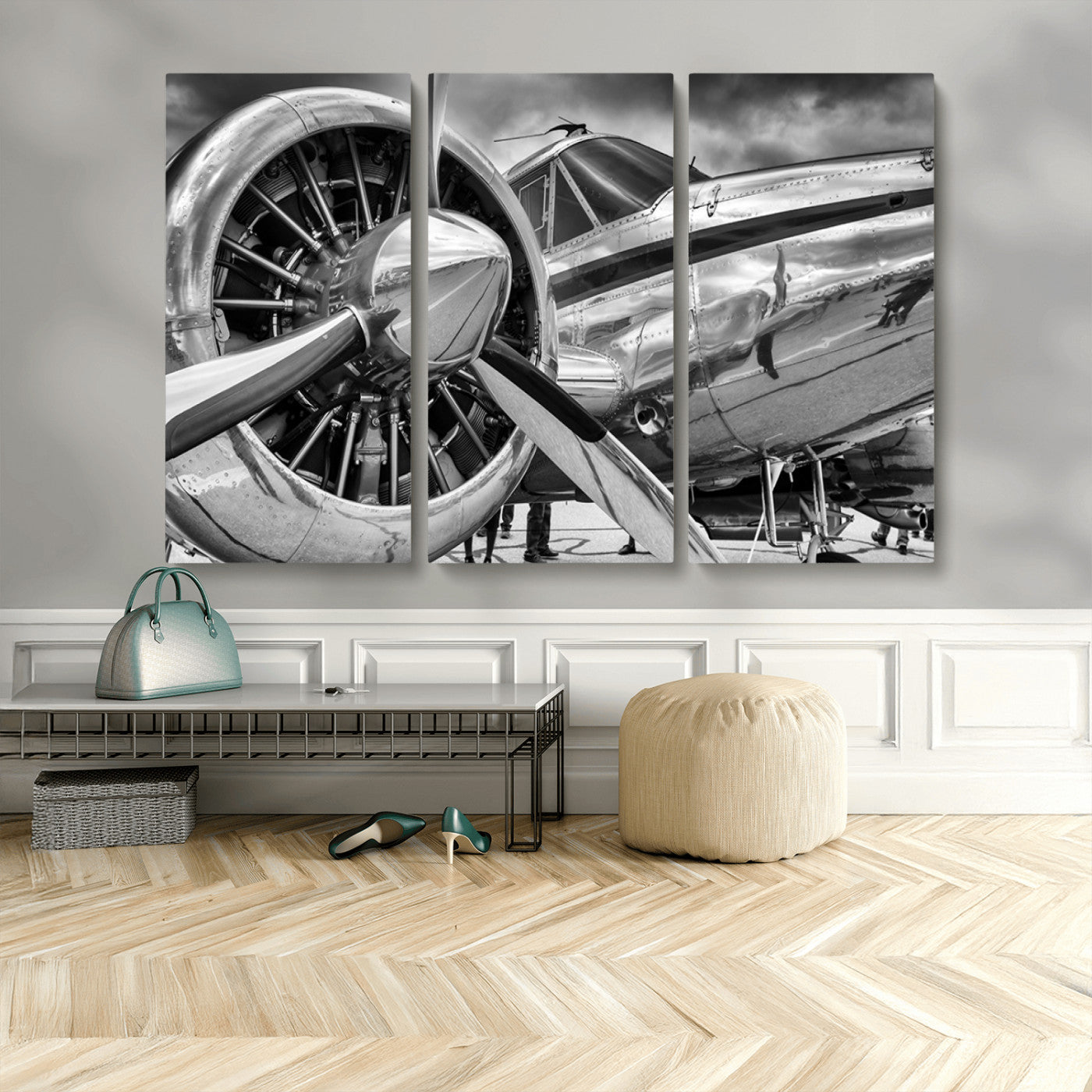 MGV-CV-48X32-3P - Vintage Antique Airplane Wall Art Canvas Print