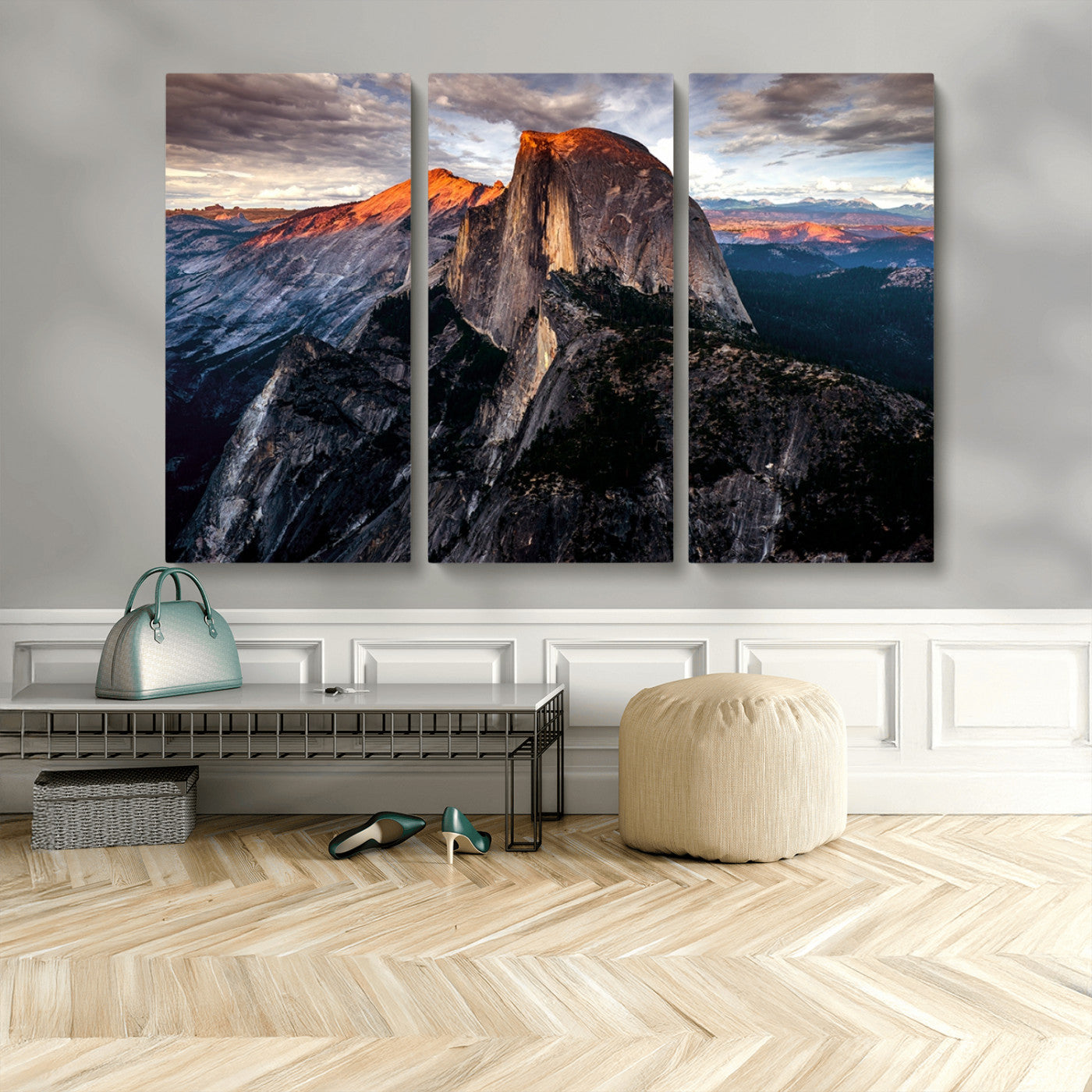 MGV-CV-48X32-3P - Half Dome Wall Art Print - Yosemite Majestic Triptych Landscape Print – National Park Nature Decor