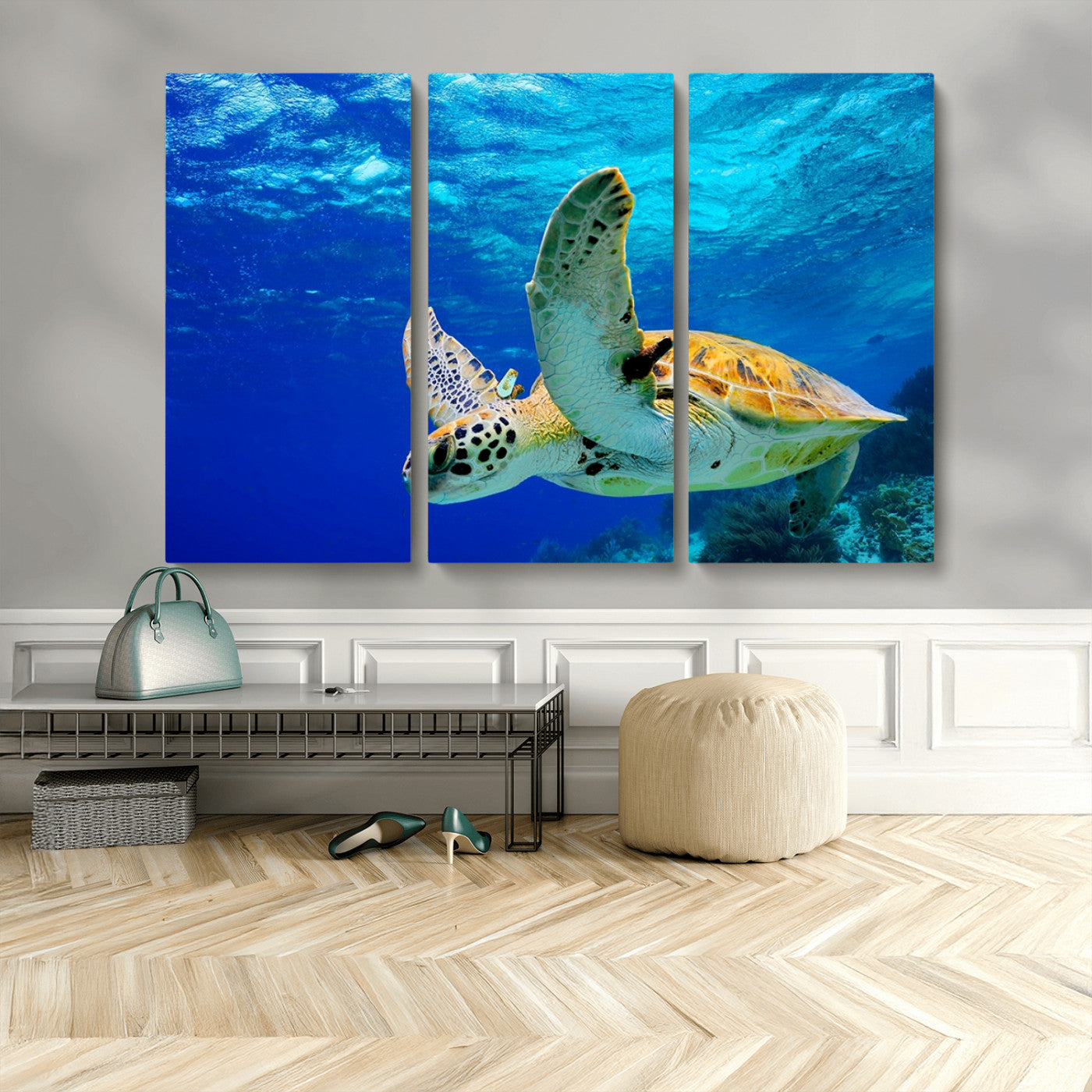 -Sea Turtle Wall Art Canvas Print, Sea life in the Ocean Wall Art Printing