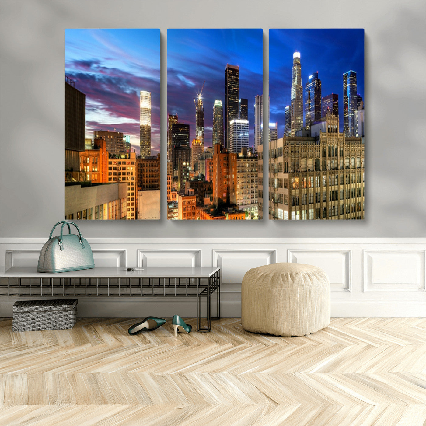 MGV-CV-48X32-3P - Los Angeles Night Wall Art Canvas Print