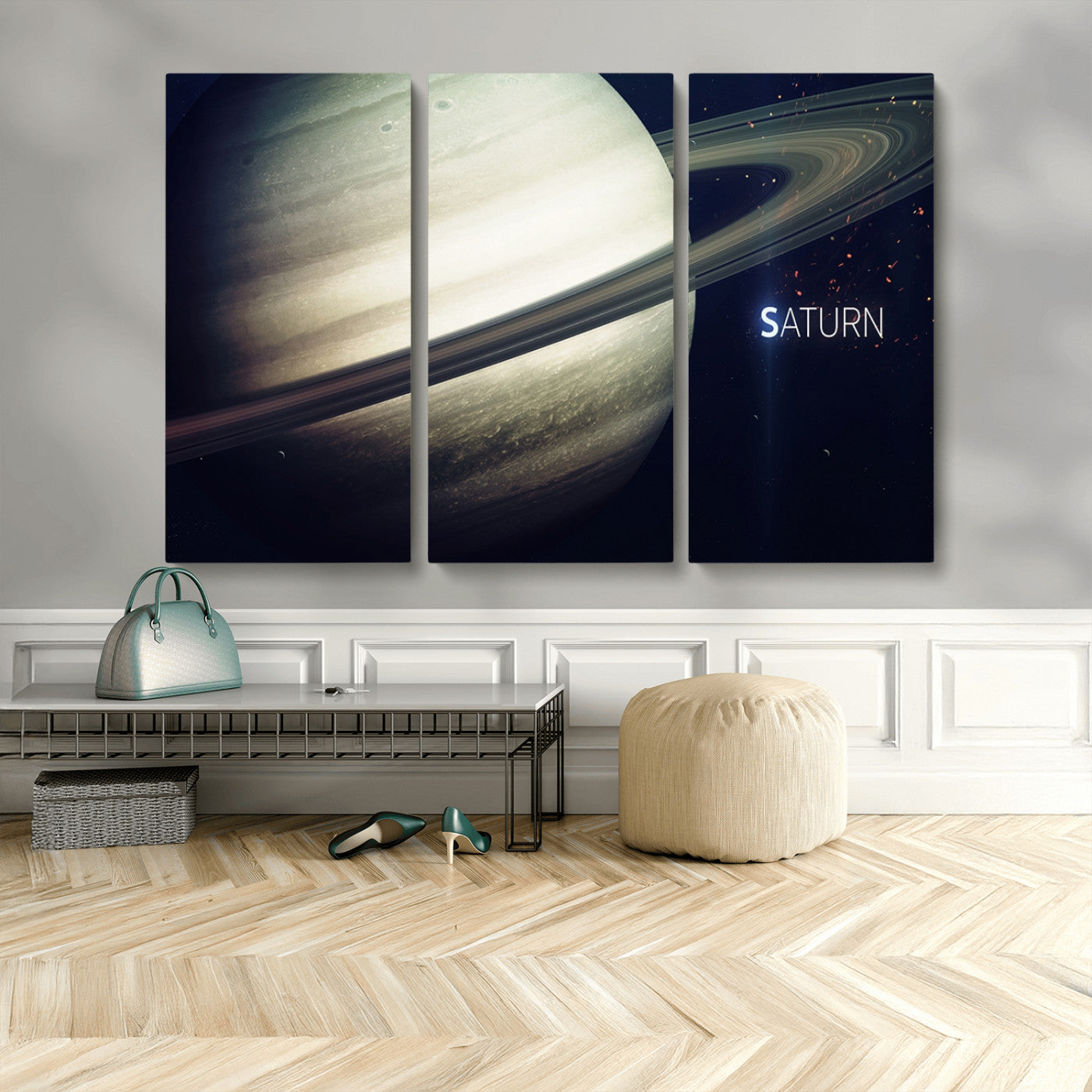 MGV-CV-48X32-3P - Framed Saturn Wall Art Canvas Print