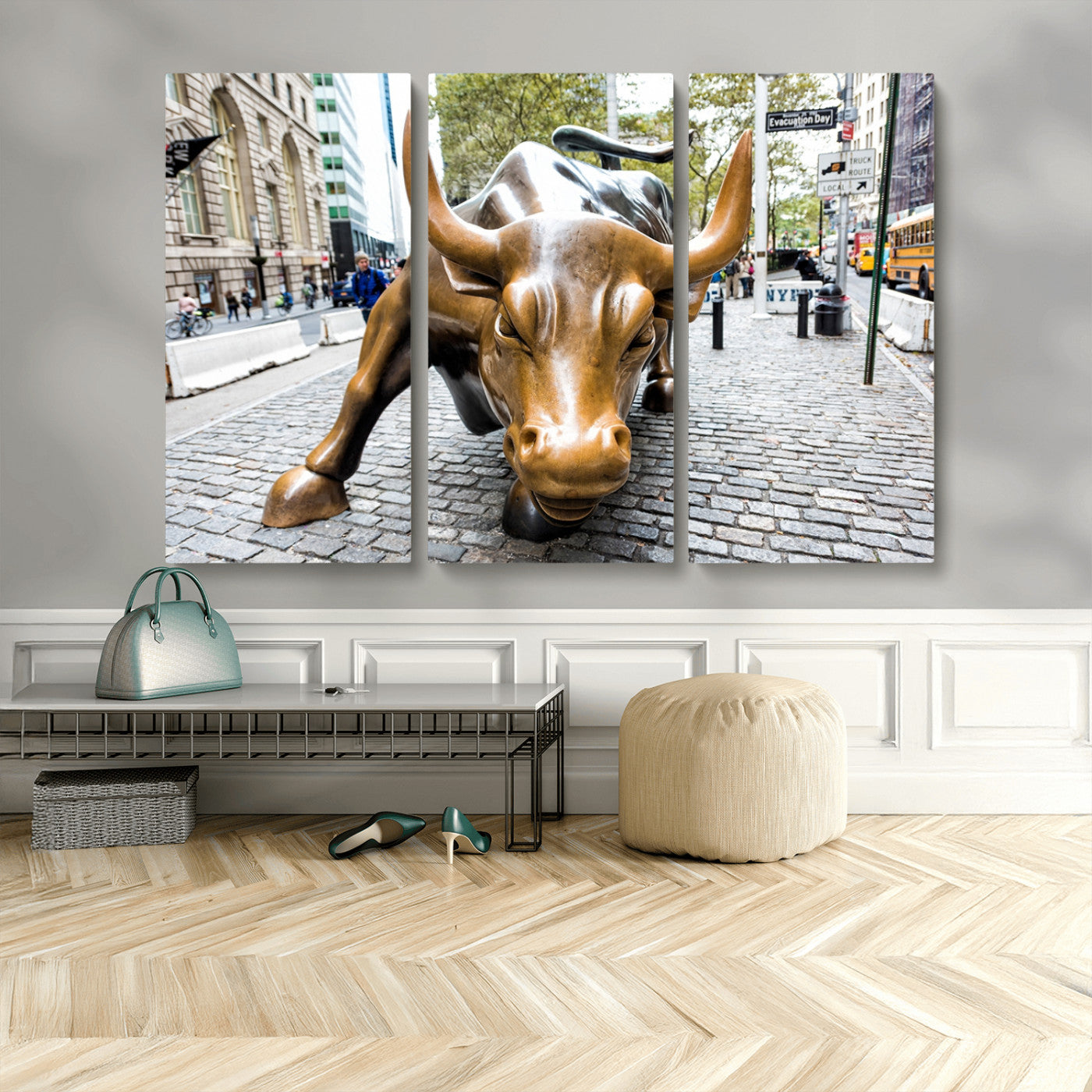 MGV-CV-48X32-3P - Charging Bull Wall Art Canvas Print