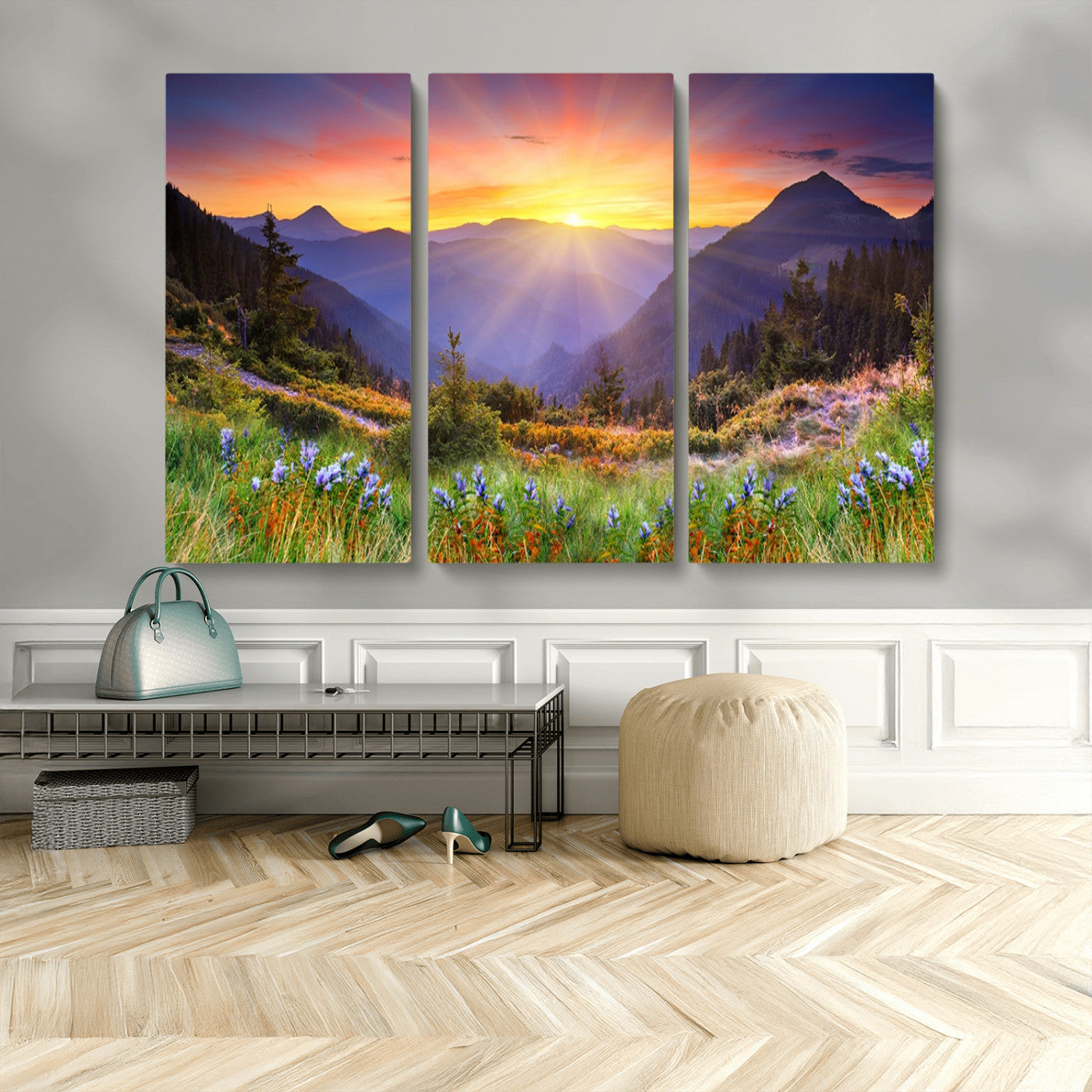MGV-CV-48X32-3P - Mountain and Spring Wall Art Canvas Print