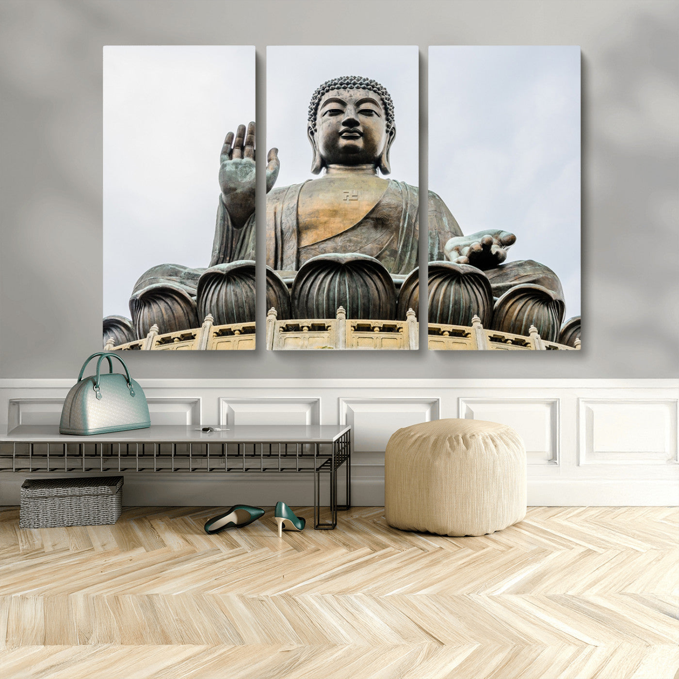 MGV-CV-48X32-3P - Buddha Statue Wall Art Canvas Print