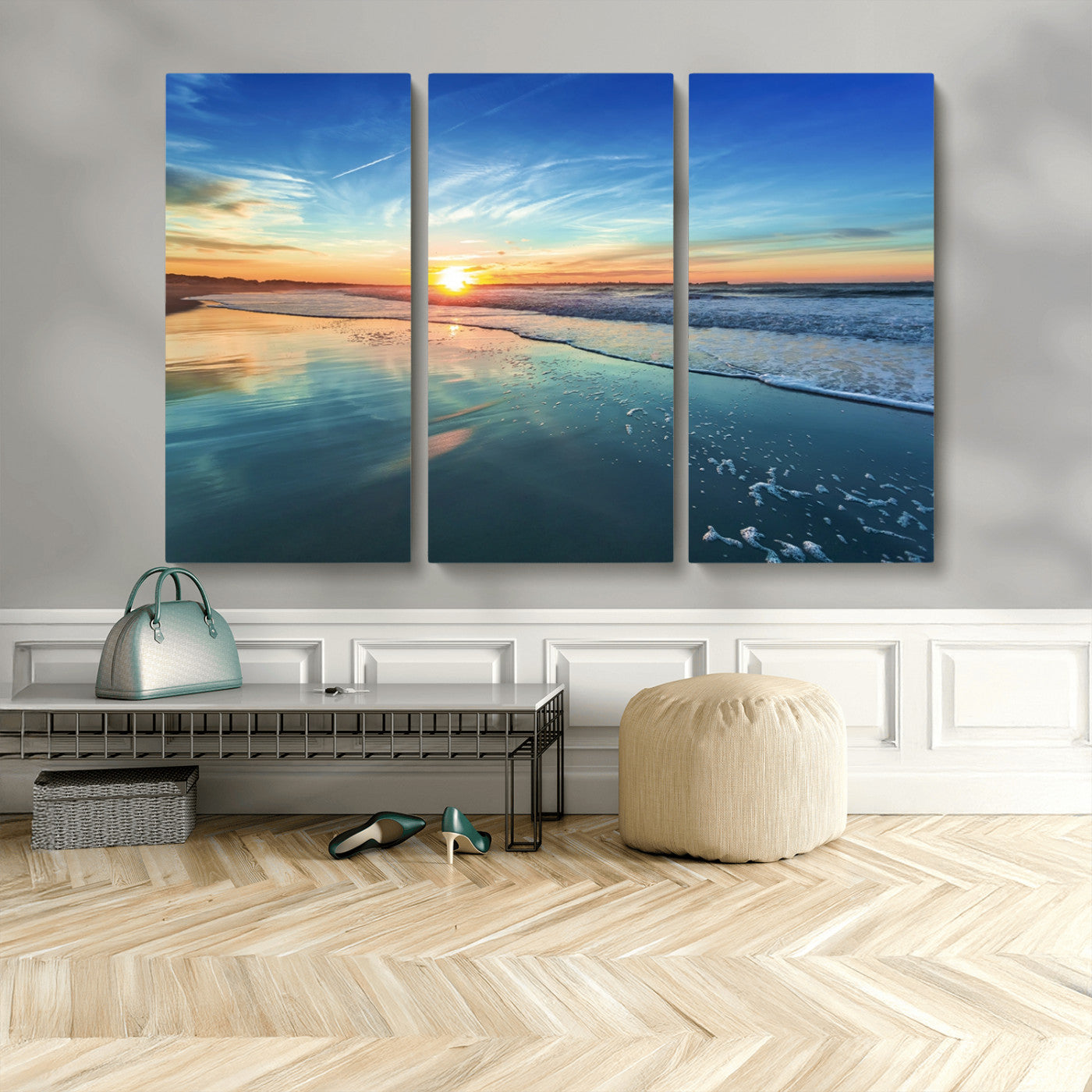 MGV-CV-48X32-3P - Blue Sky and Beach Wall Art Canvas Print