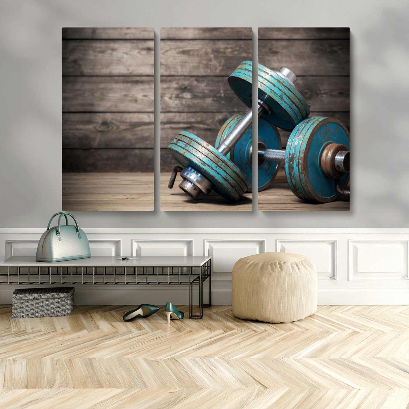 MGV-CV-48X32-3P - Dambell and Sport Wall Art Canvas Print