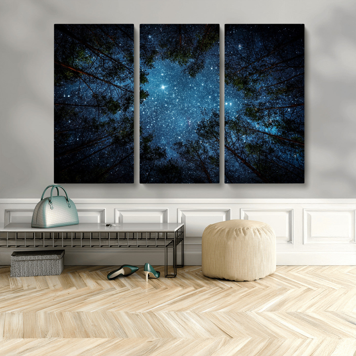 MGV-CV-48X32-3P - Forest and Stars Wall Art Canvas Print