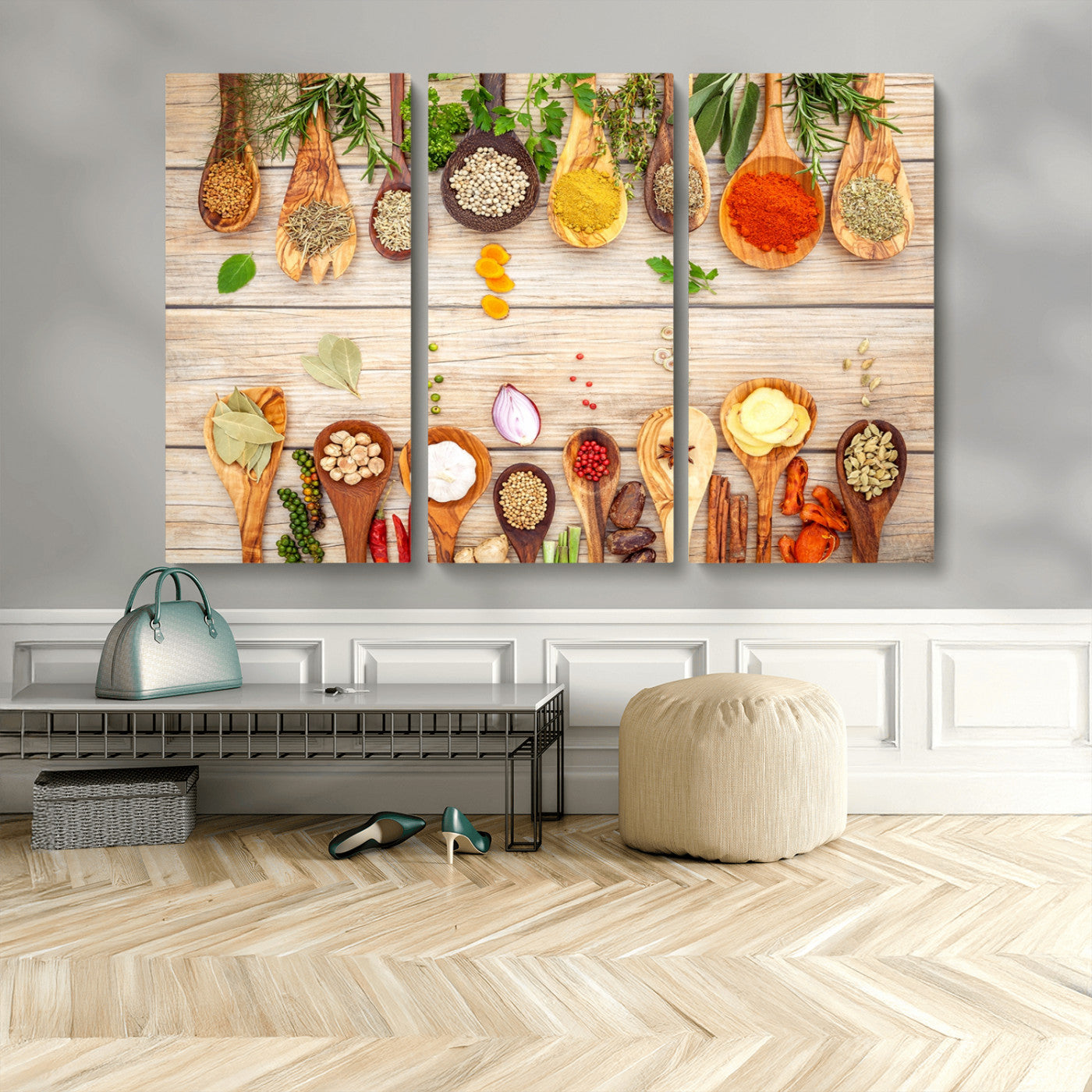 MGV-CV-48X32-3P - Kitchen Spice on the Table Wall Art, Kitchen Spice Wall Art Canvas Print