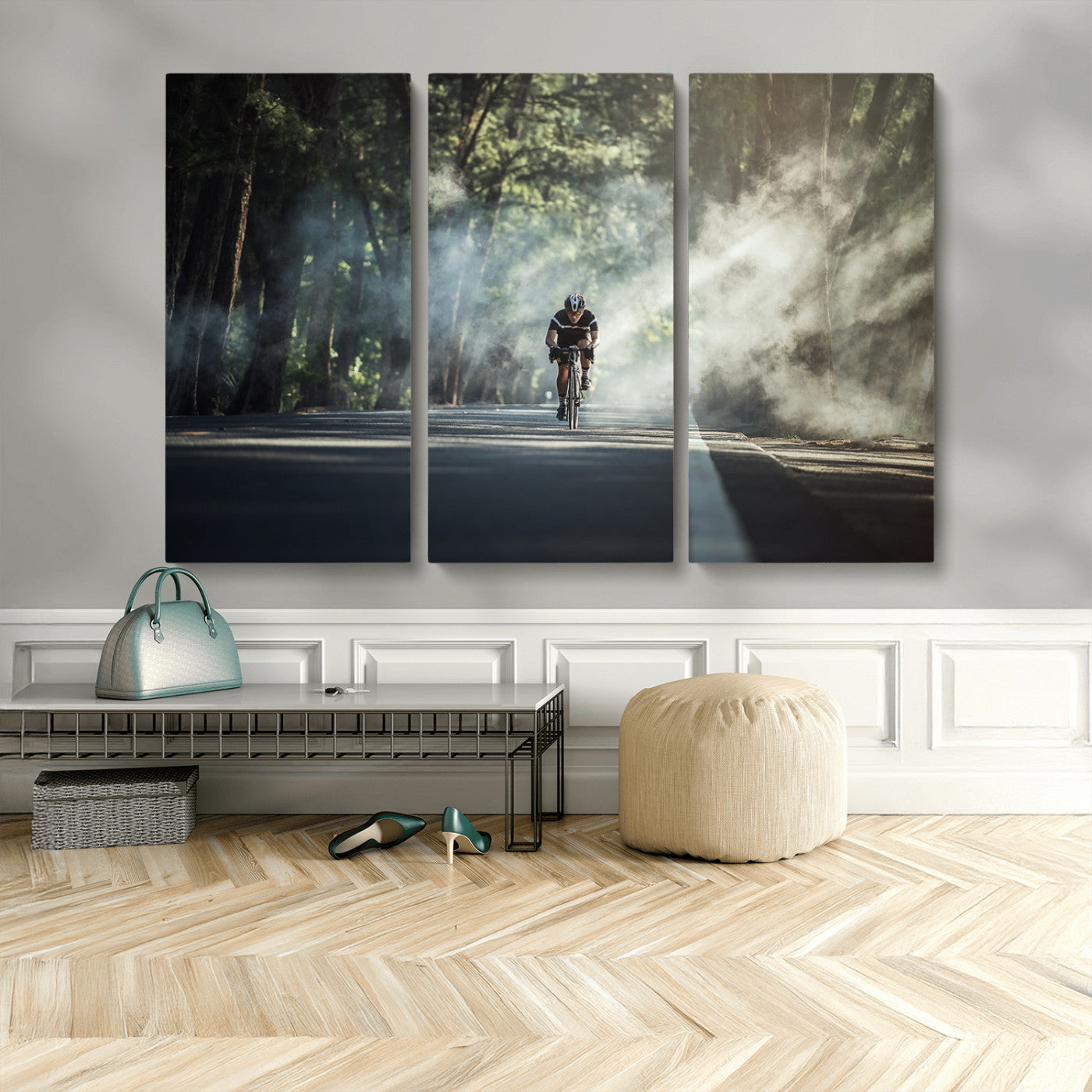 MGV-CV-48X32-3P - Cycling Road Bike in the Morning, Cycling Road Bike Canvas Print