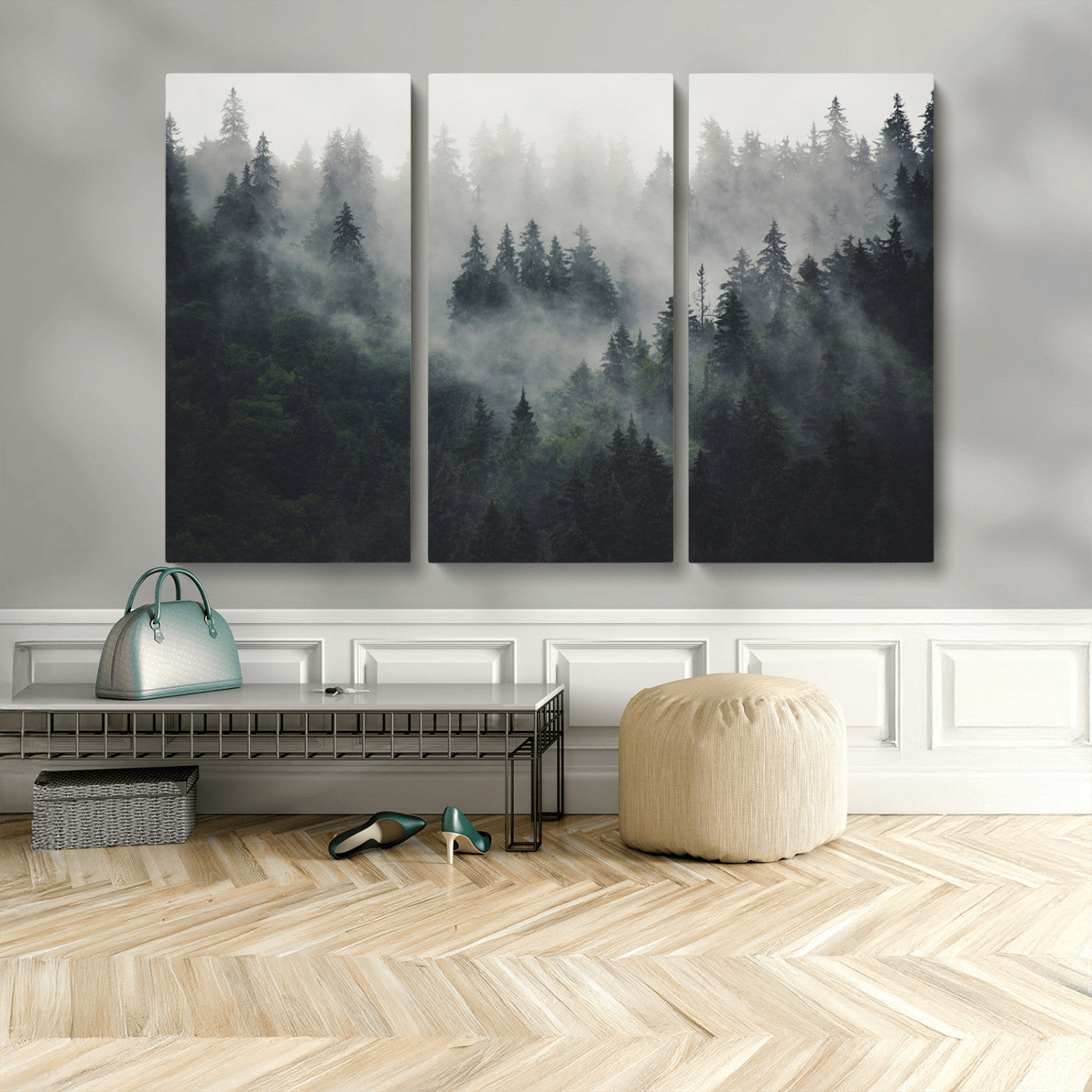 MGV-CV-48X32-3P - Nature Wall Decor - Serene Triptych Nature Print – Woodland Landscape Decor for Living Room or