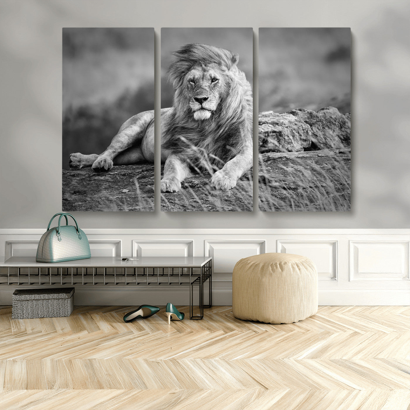 MGV-CV-48X32-3P - King of Forest Lion Wall Art Canvas Print