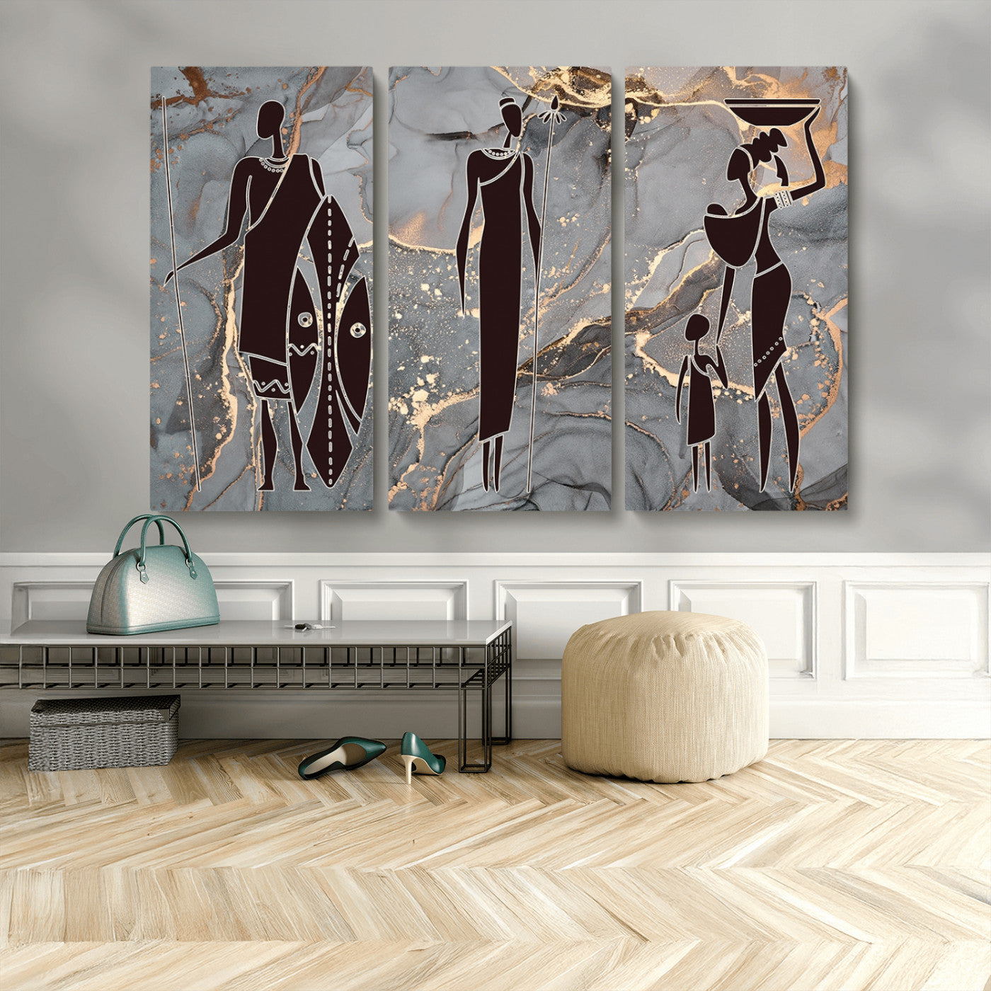 MGV-CV-48X32-3P - African American Wall Art African Women Painting Canvas Print