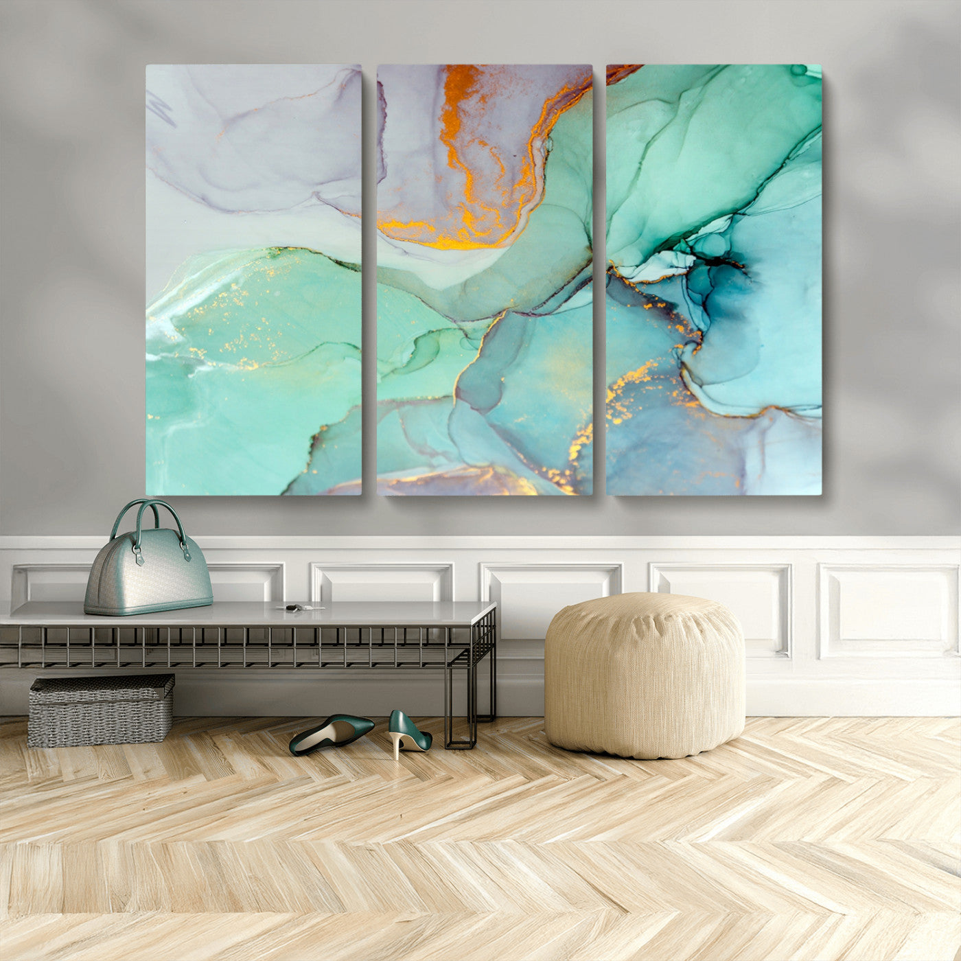 MGV-CV-48X32-3P - Colorful Marble Fluid Effect Canvas Wall Art Print